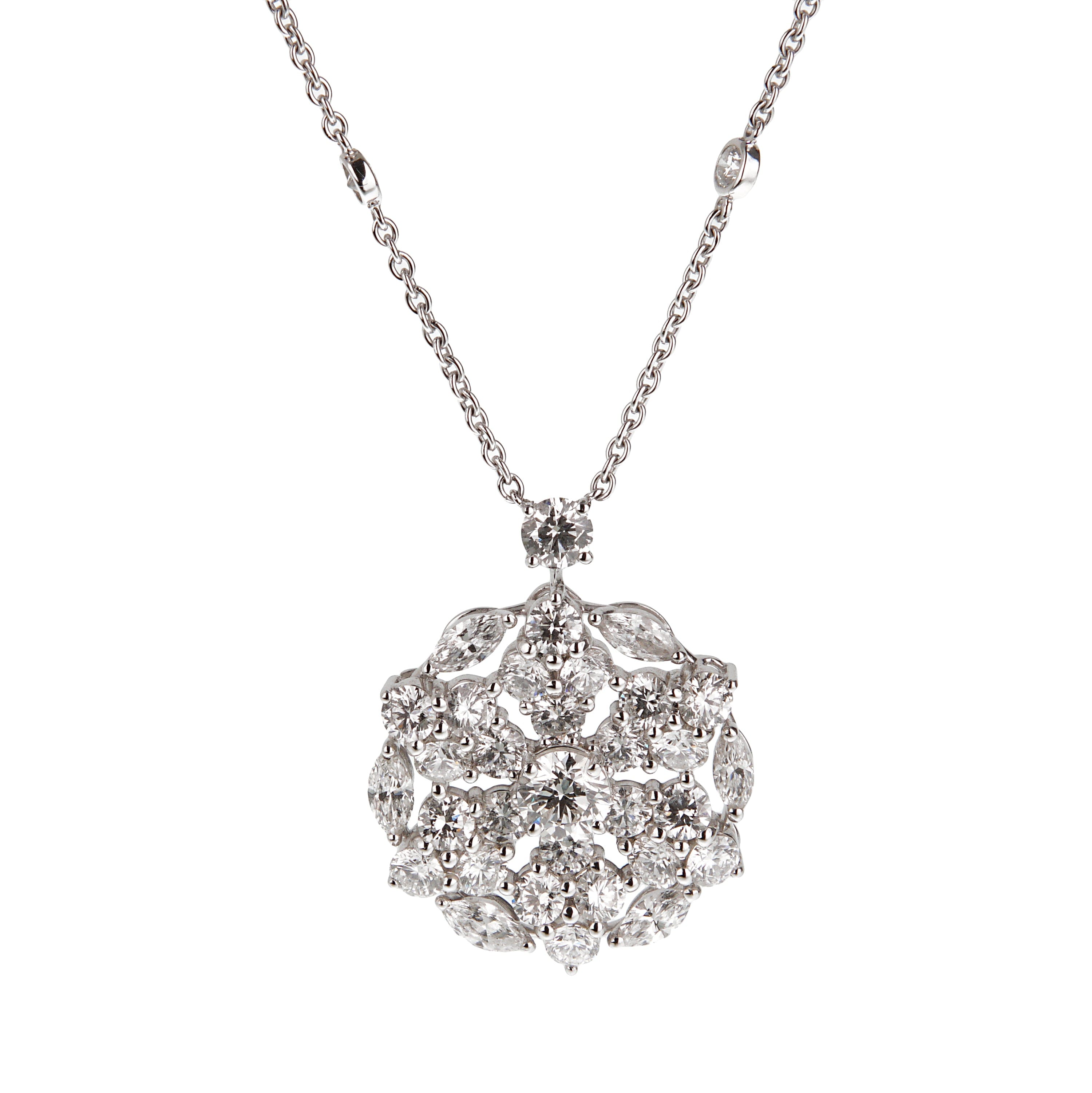 Graff Snowflake Diamond Pendant Necklace 18K White Gold