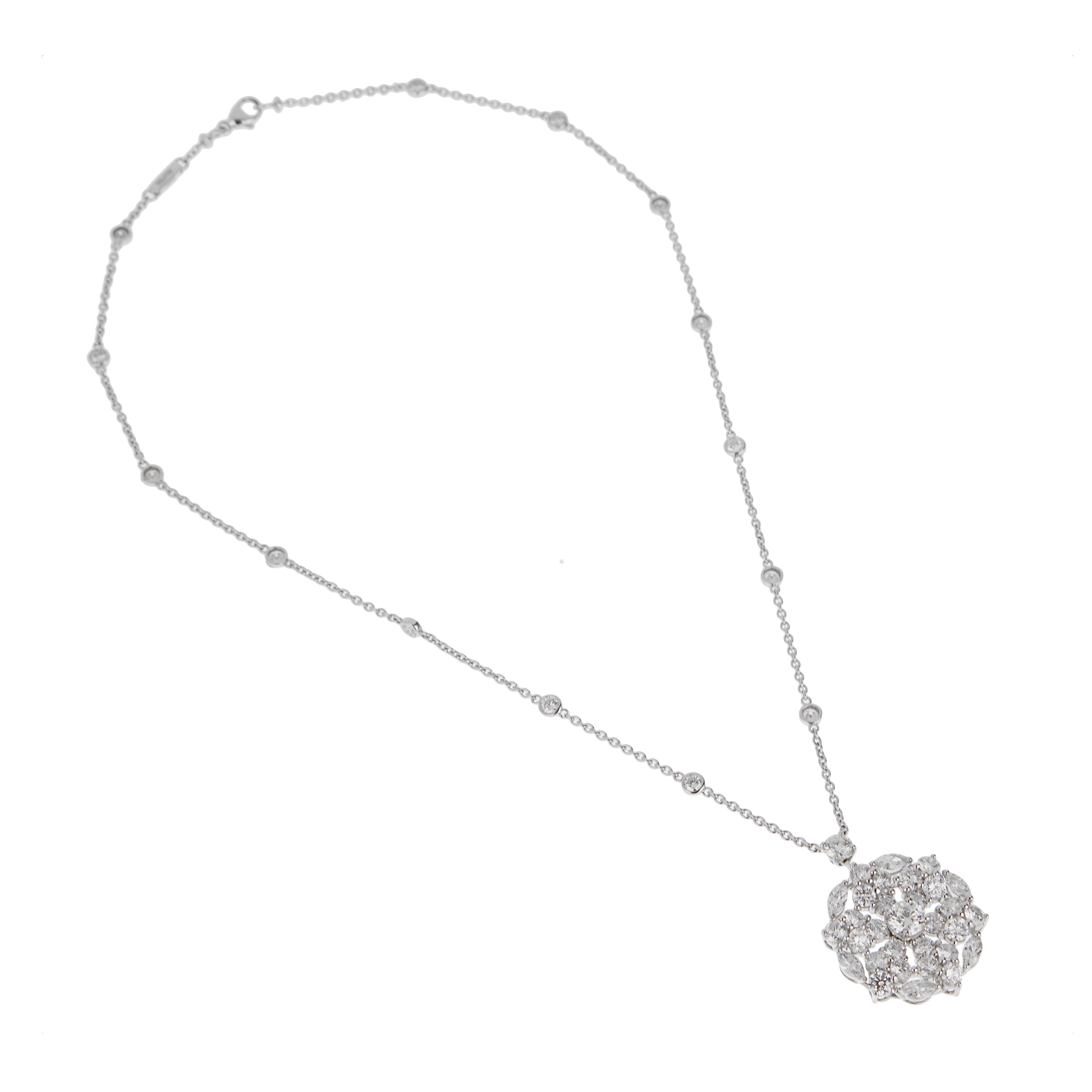 Graff Snowflake Diamond Pendant Necklace 18K White Gold