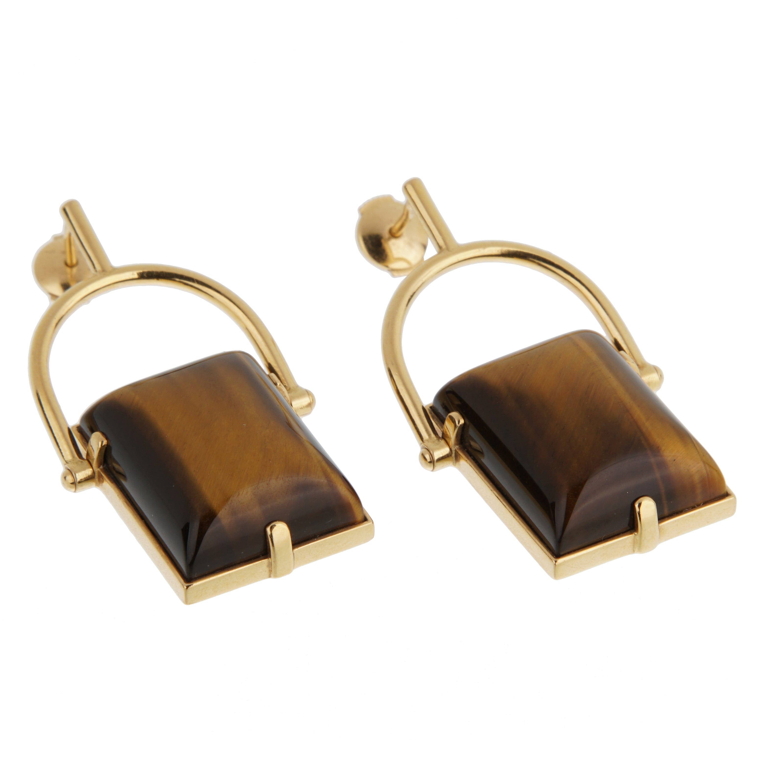 Louis Vuitton Tiger Eye 18K Yellow Gold Drop Earrings