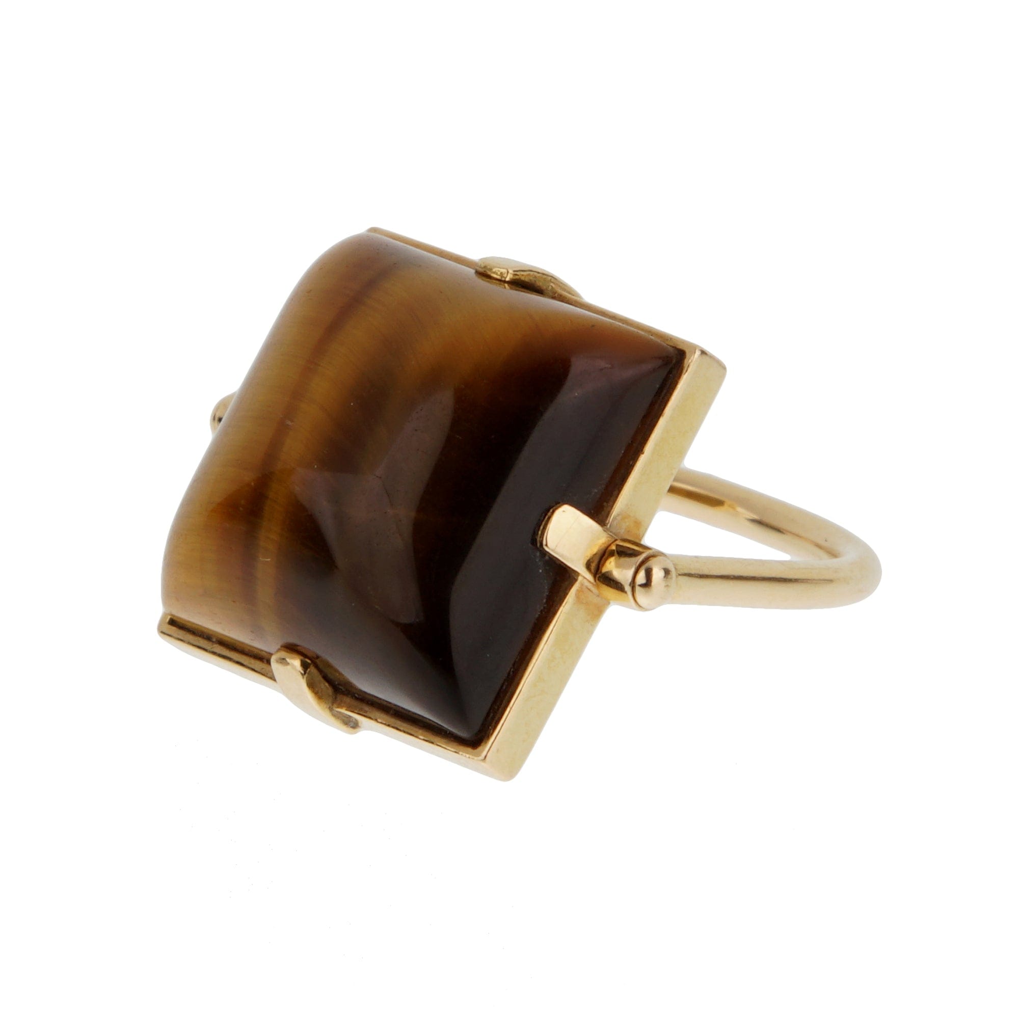 Louis Vuitton Tiger Eye 18K Yellow Gold Cocktail Ring Sz 5 3/4