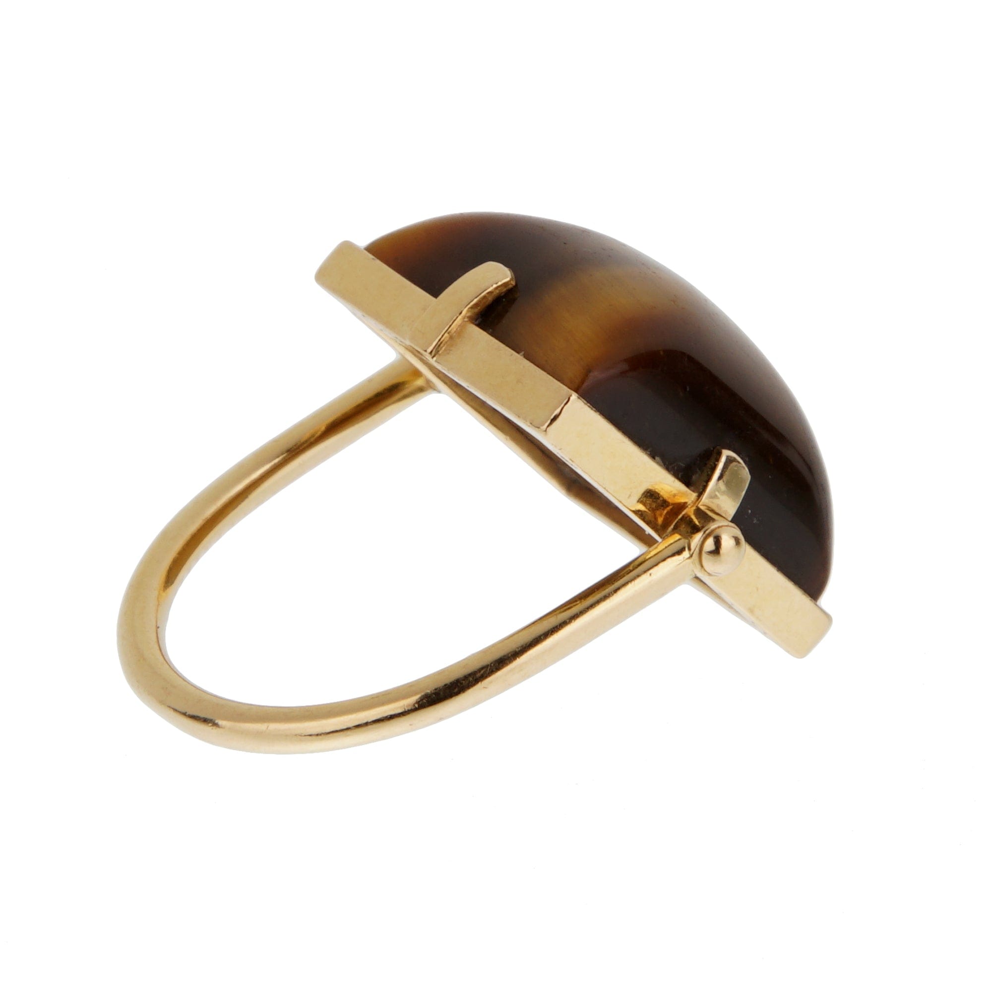 Louis Vuitton Tiger Eye 18K Yellow Gold Cocktail Ring Sz 5 3/4