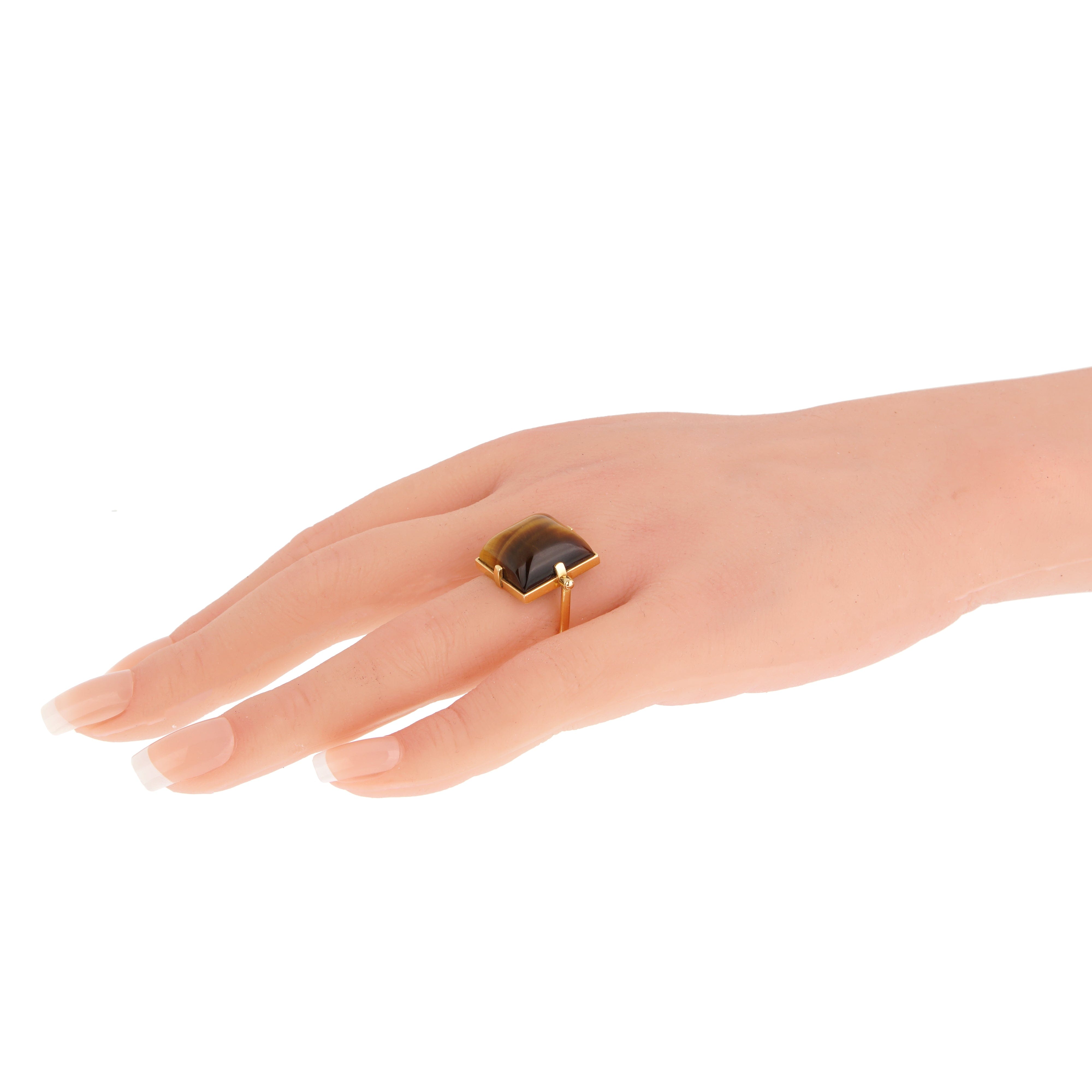 Louis Vuitton Tiger Eye 18K Yellow Gold Cocktail Ring Sz 5 3/4