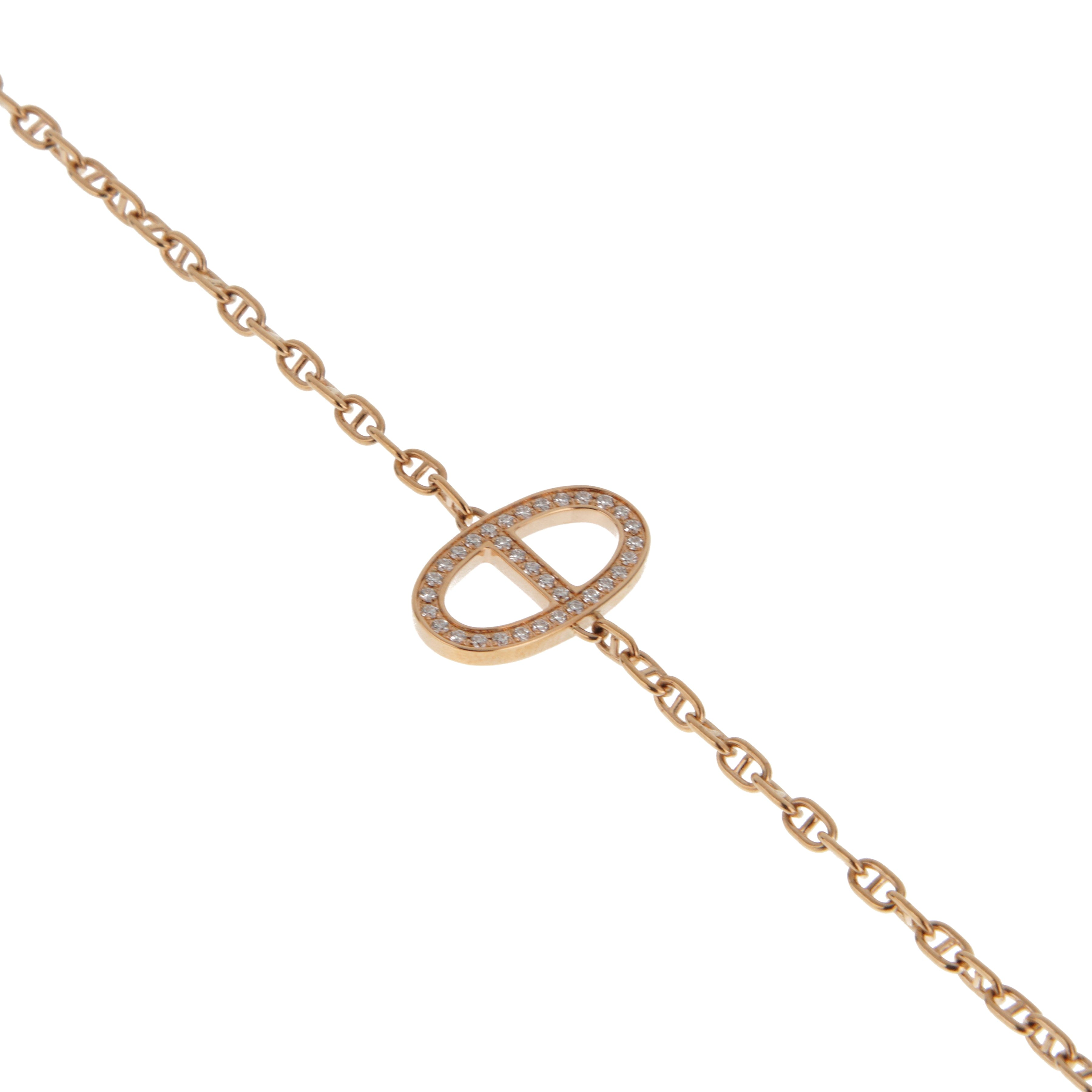 Hermes Chaine d'Ancre Diamond 18k Rose Gold Link Bracelet