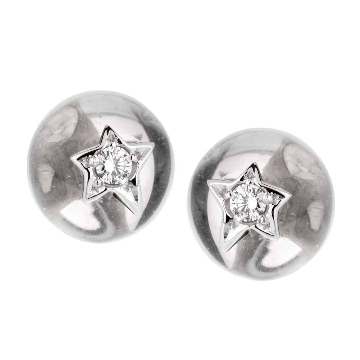 Chanel Comete Rock Crystal Diamond Stud Earrings in 18k White Gold