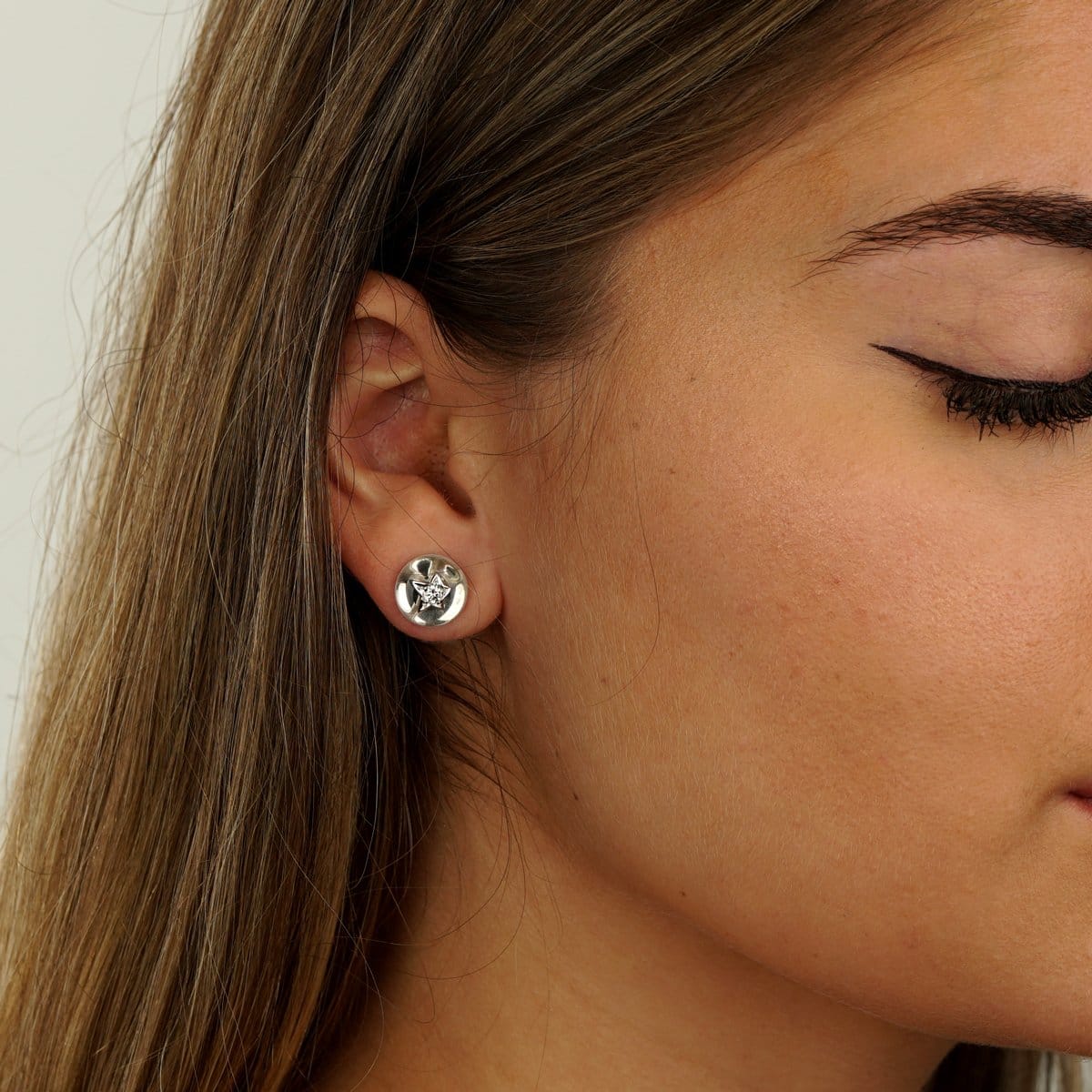 Chanel Comete Rock Crystal Diamond Stud Earrings in 18k White Gold