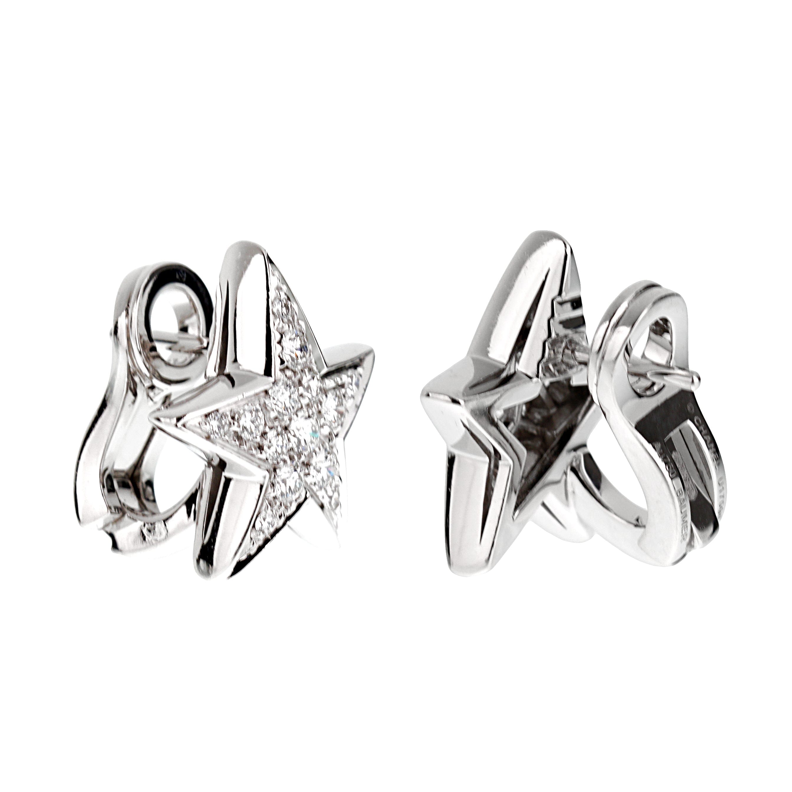Chanel Comete Geode Star Diamond 18k White Gold Earrings