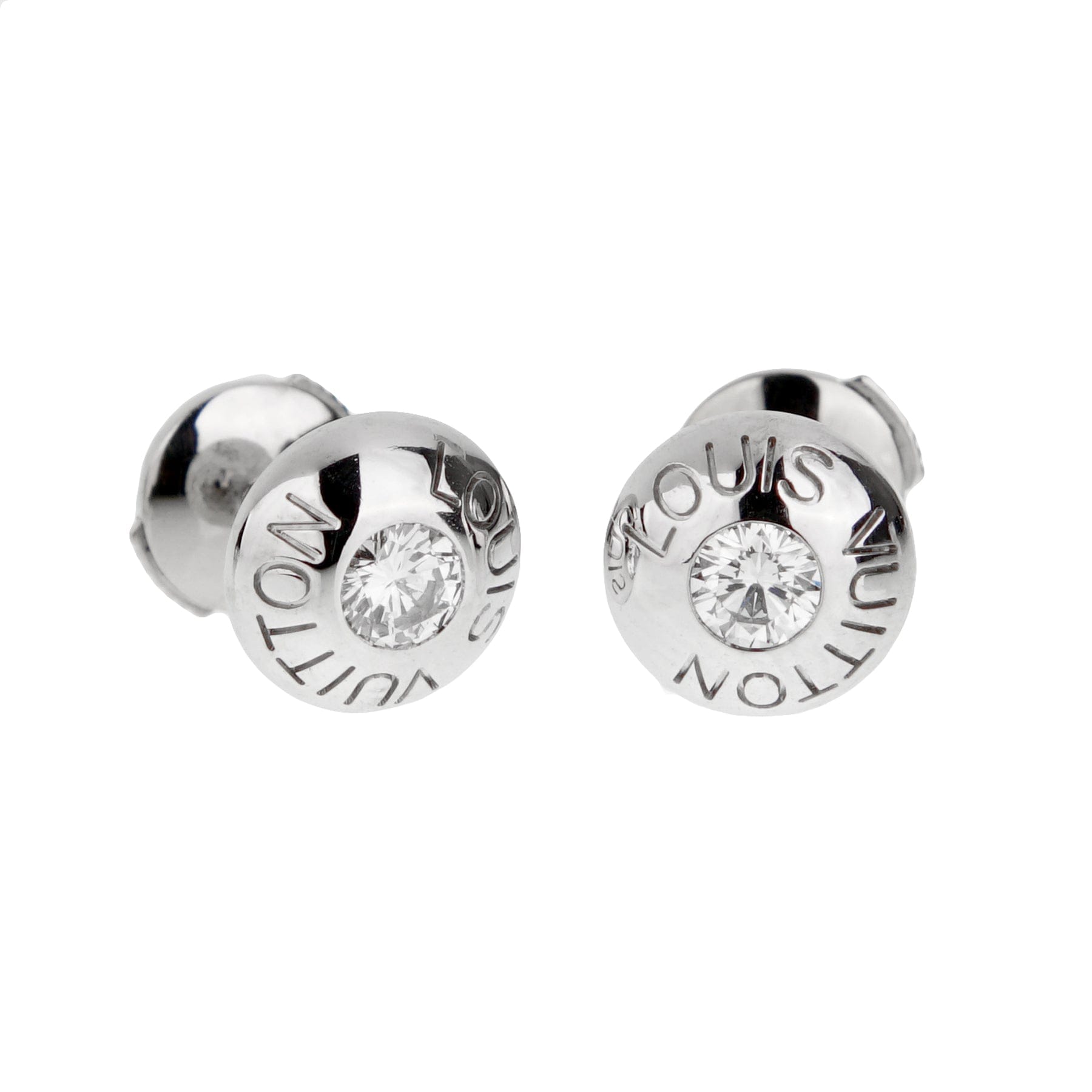 Louis Vuitton 18k White Gold Diamond Stud Earrings