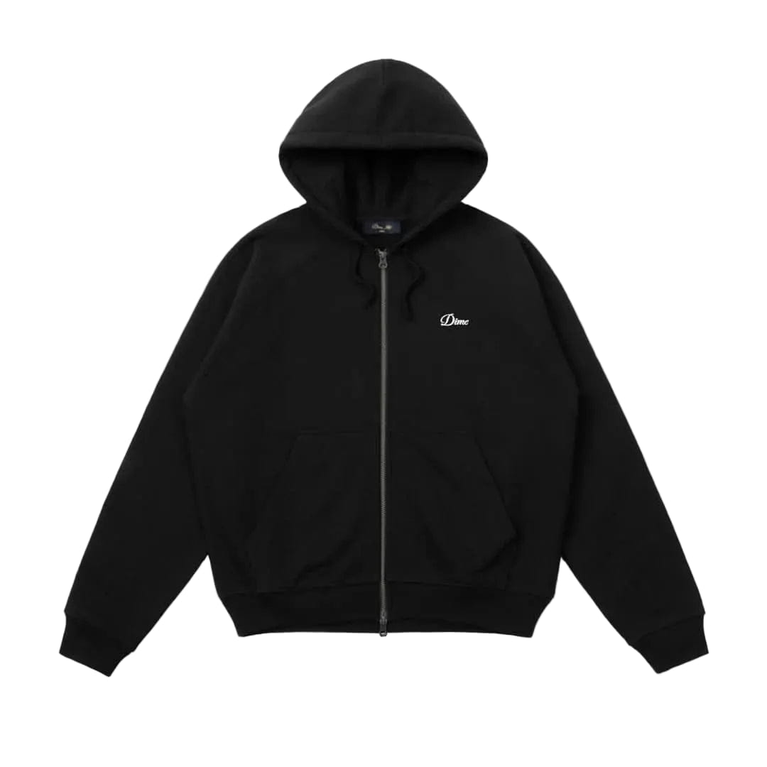Dime MTL Cursive Small Logo Zip Hoodie Black