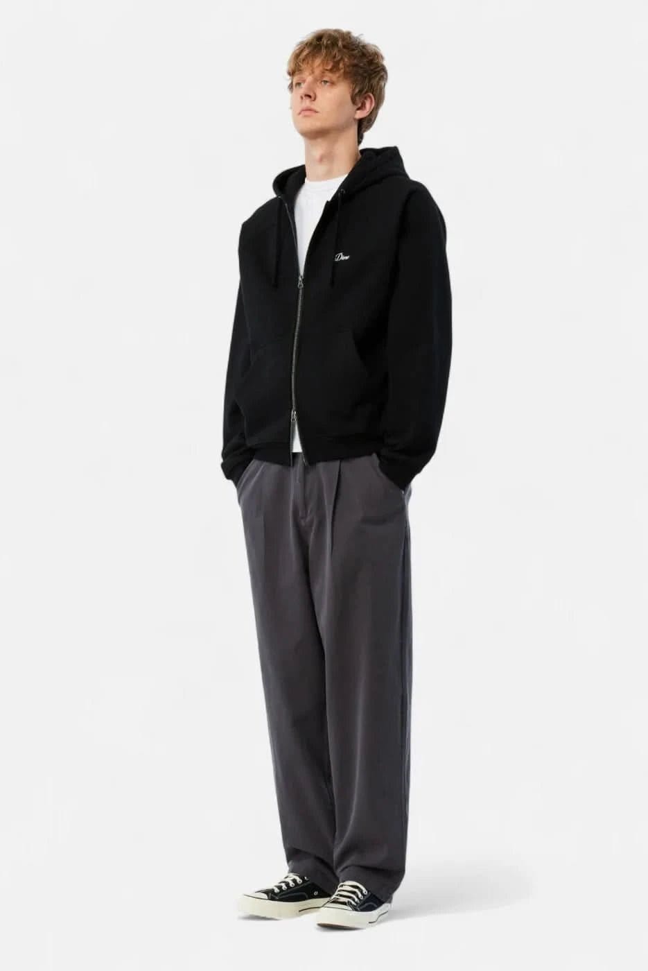 Dime MTL Cursive Small Logo Zip Hoodie Black