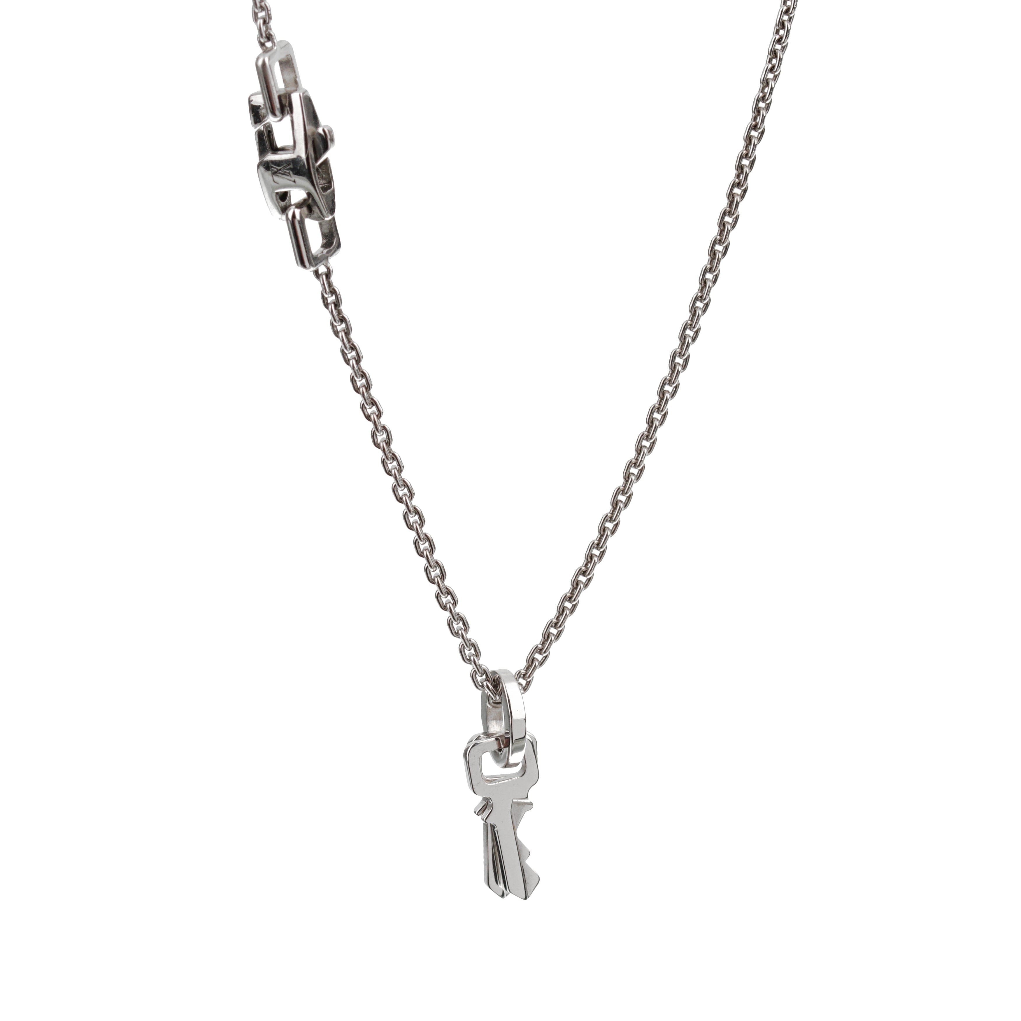 Louis Vuitton Lock it Double Key 18k White Gold Pendant Necklace