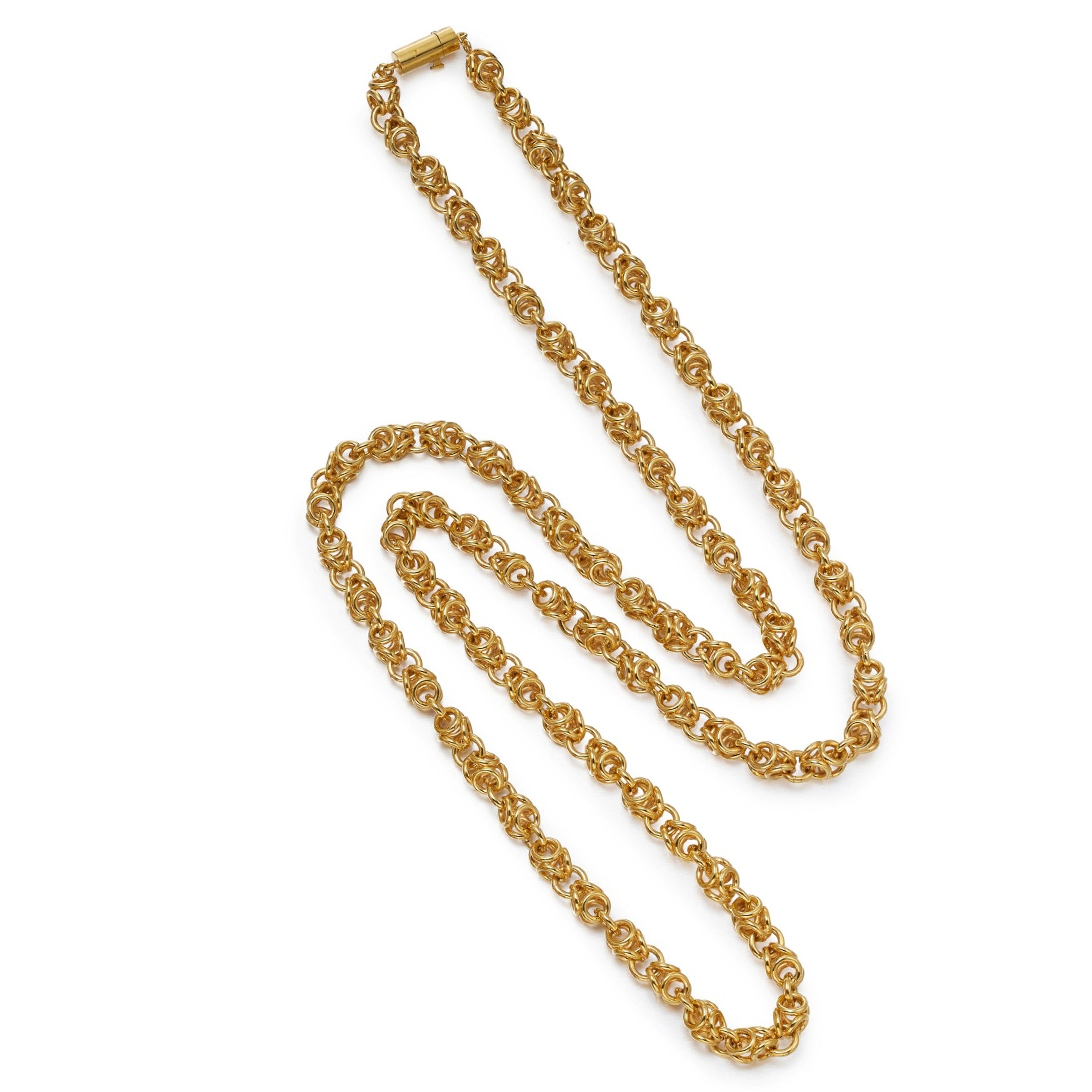 Estate Vintage Estate 18k Yellow Gold Sautoir Long Chain Necklace