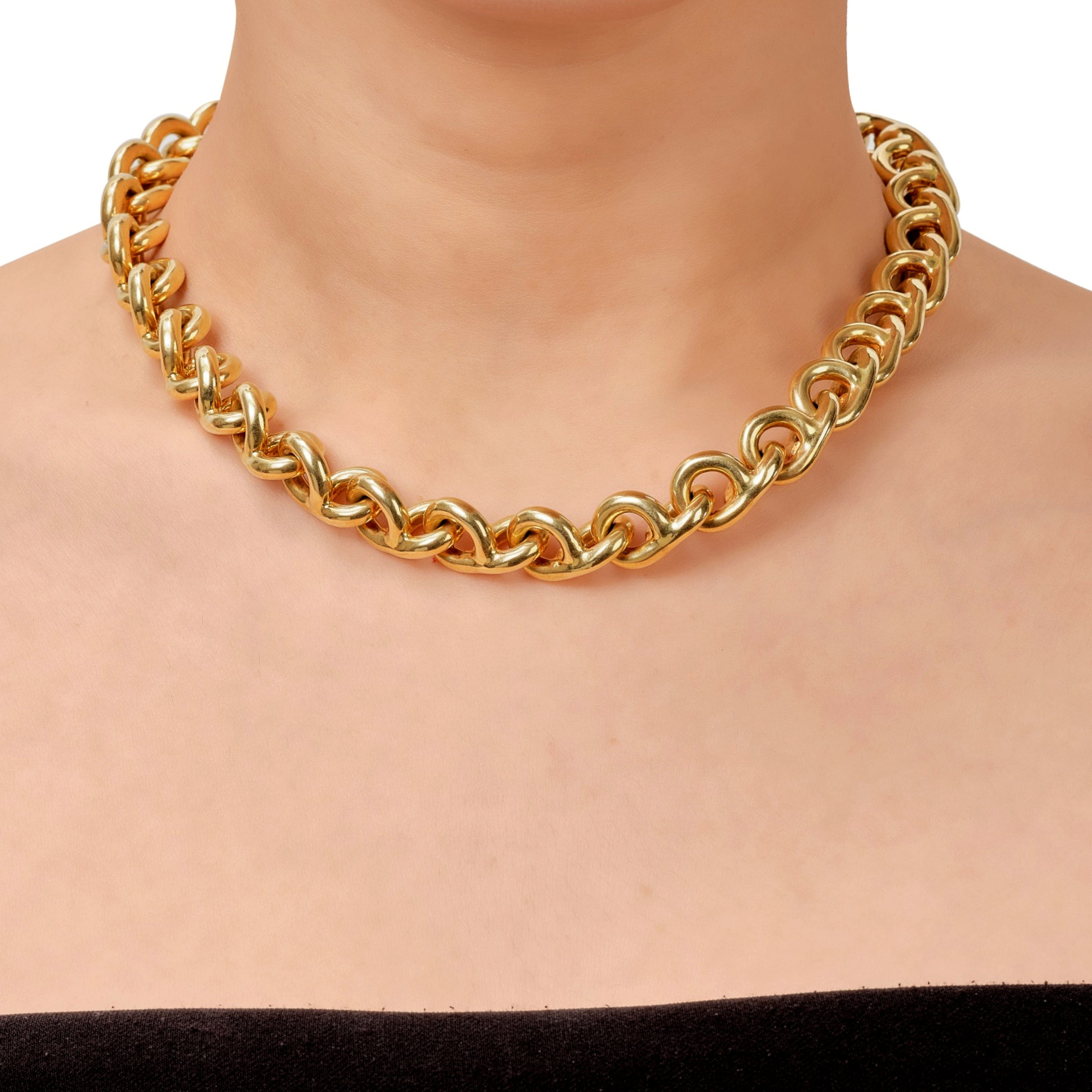 Chanel Vintage 18k Yellow Gold Chain Statement Necklace