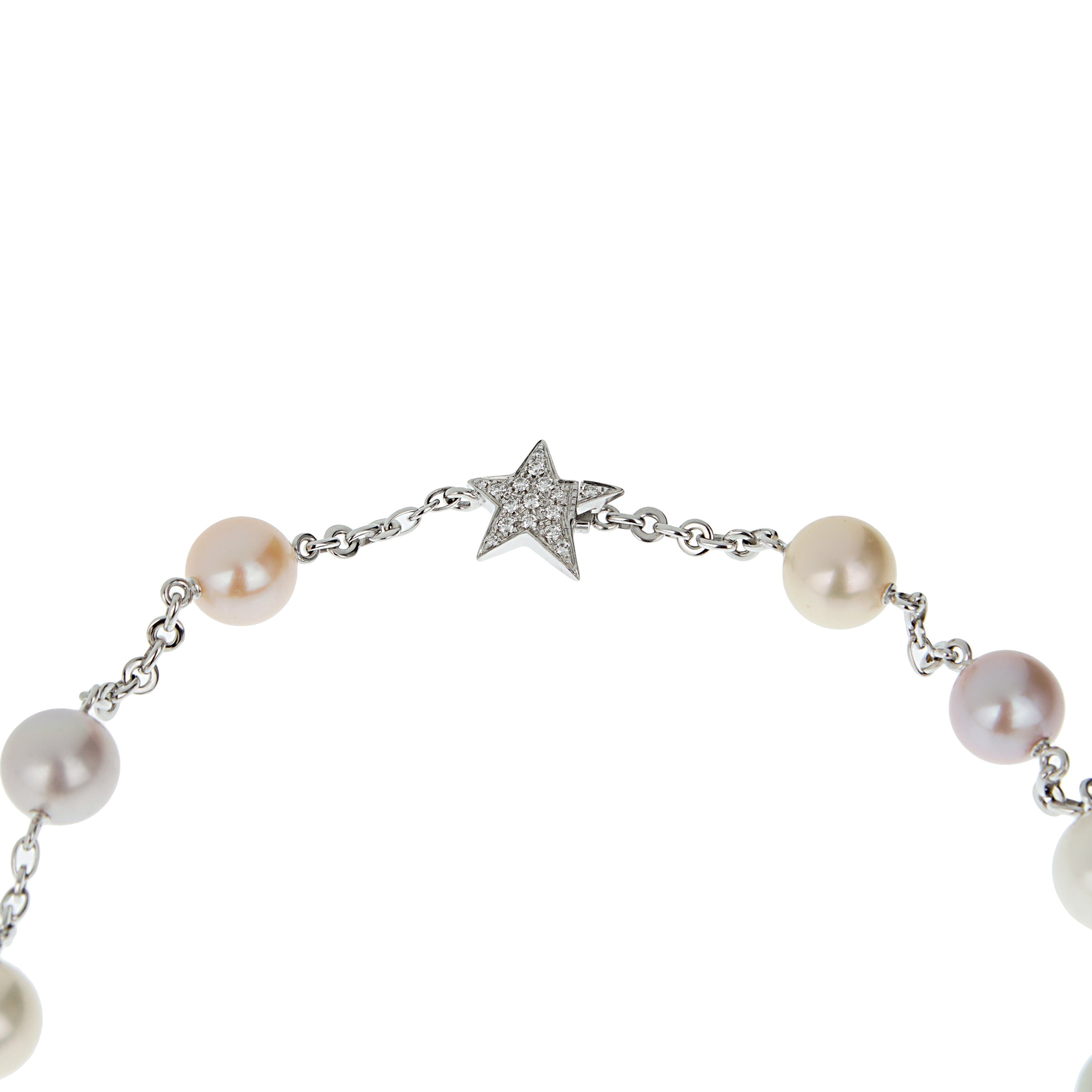 Chanel Camelia & Comete Motif Pearl Diamond 18k White Gold Necklace