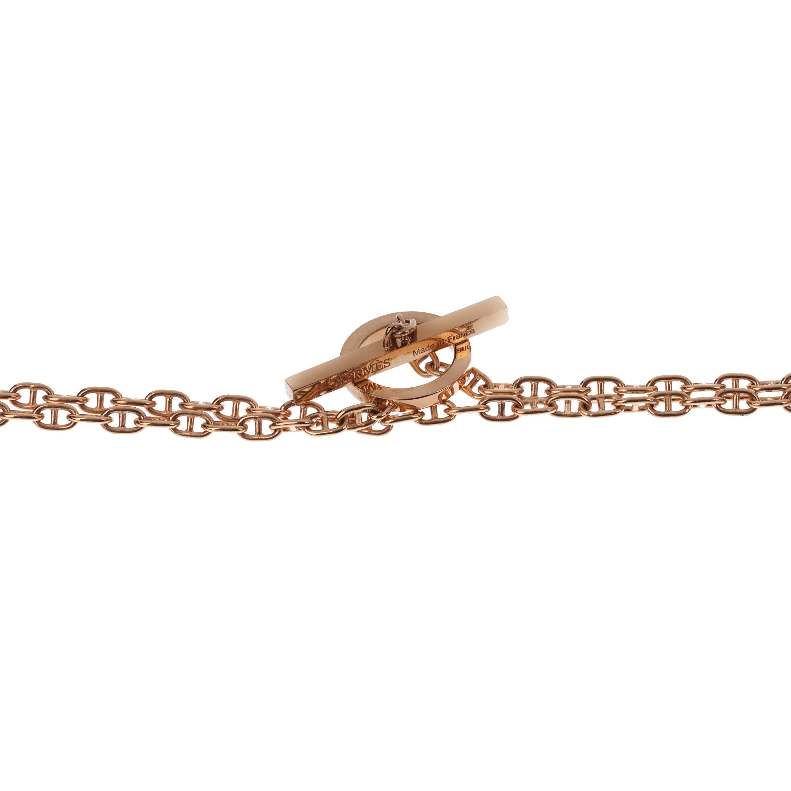 Hermes Ceramic 18k Rose Gold Chaine d'Ancre Sautoir Necklace