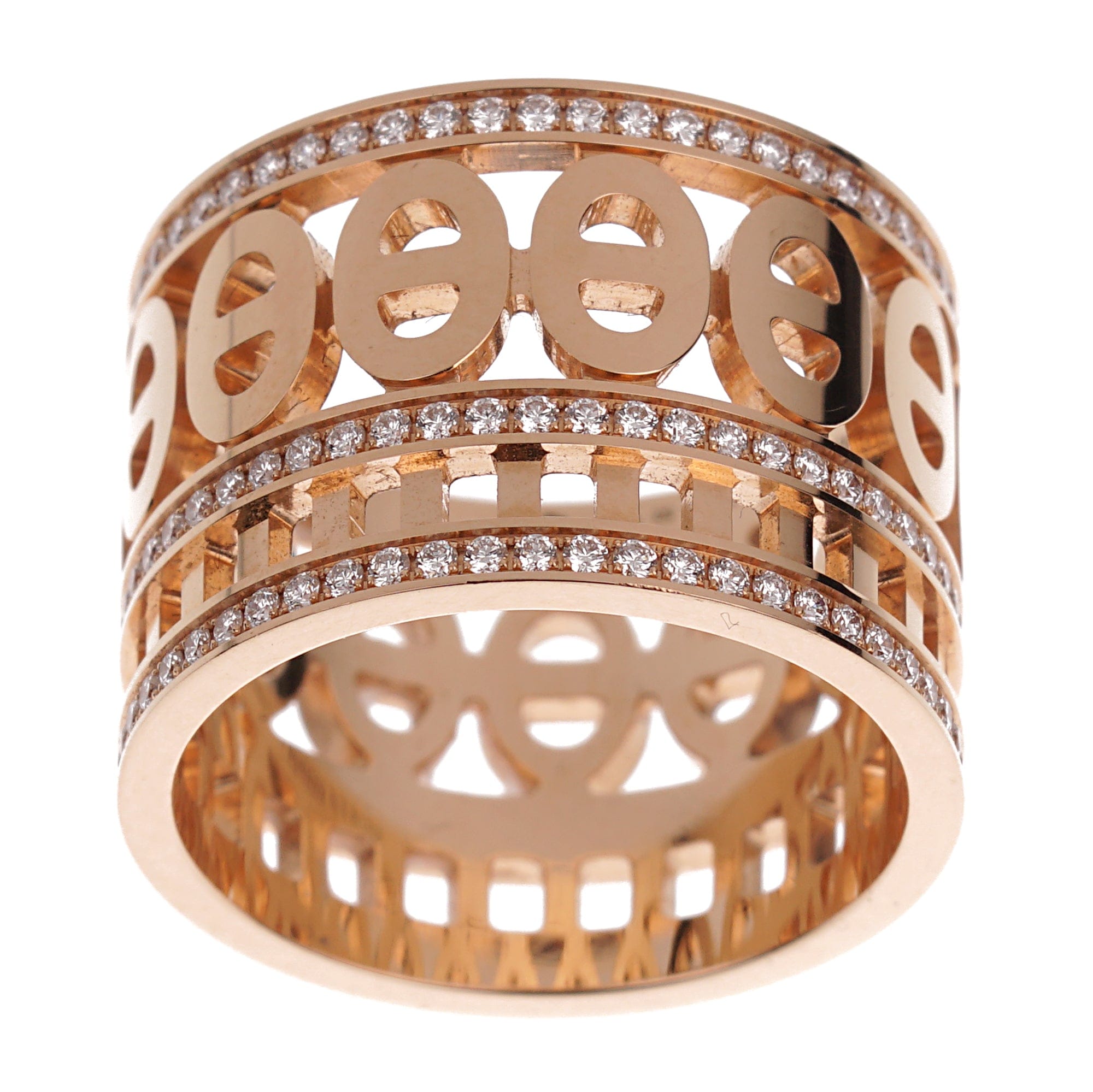 Hermes Chaine d'Ancre Divine Rose Gold Diamond Ring Sz 6 1/2