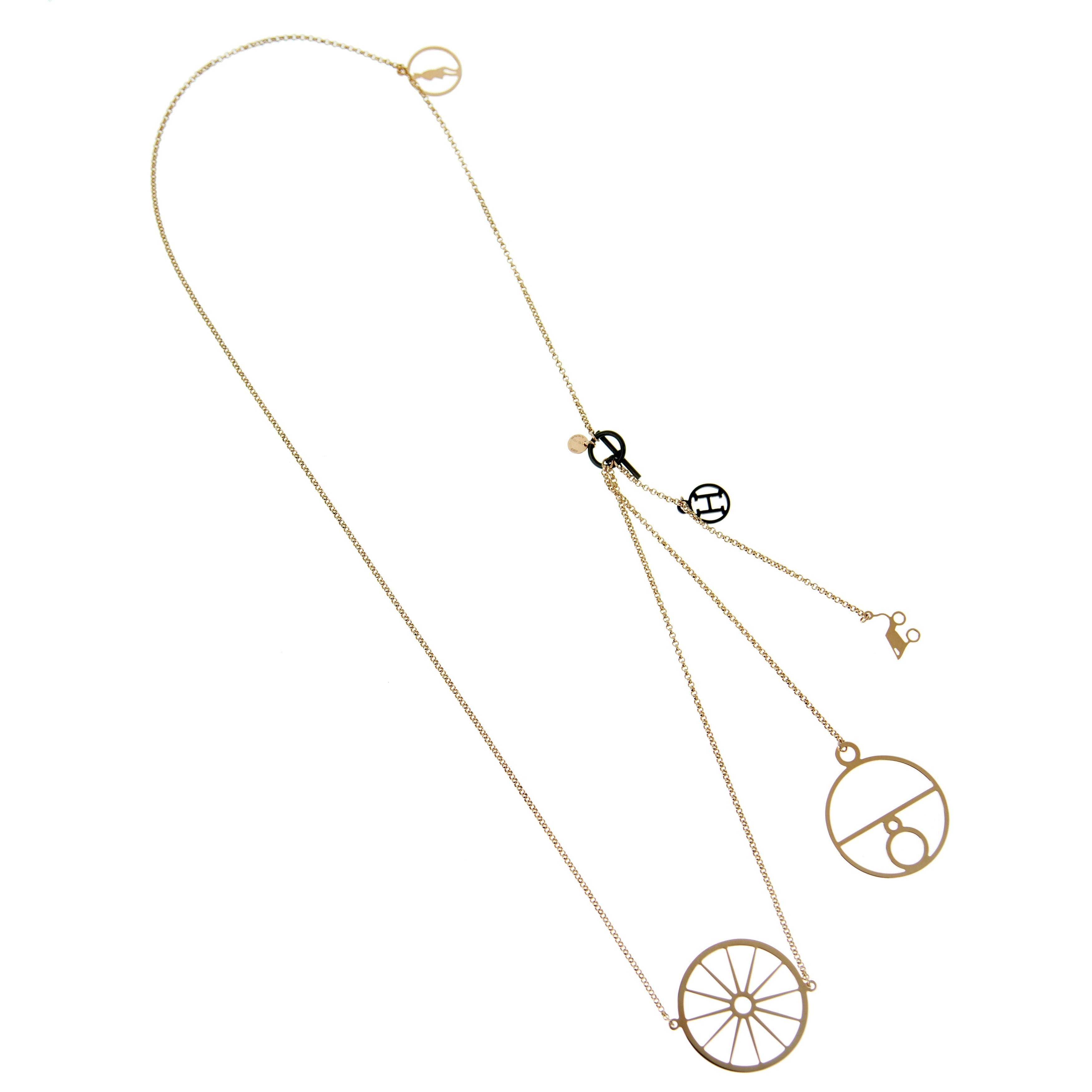 Hermes 18kt Rose Gold Long Charm Chain Necklace