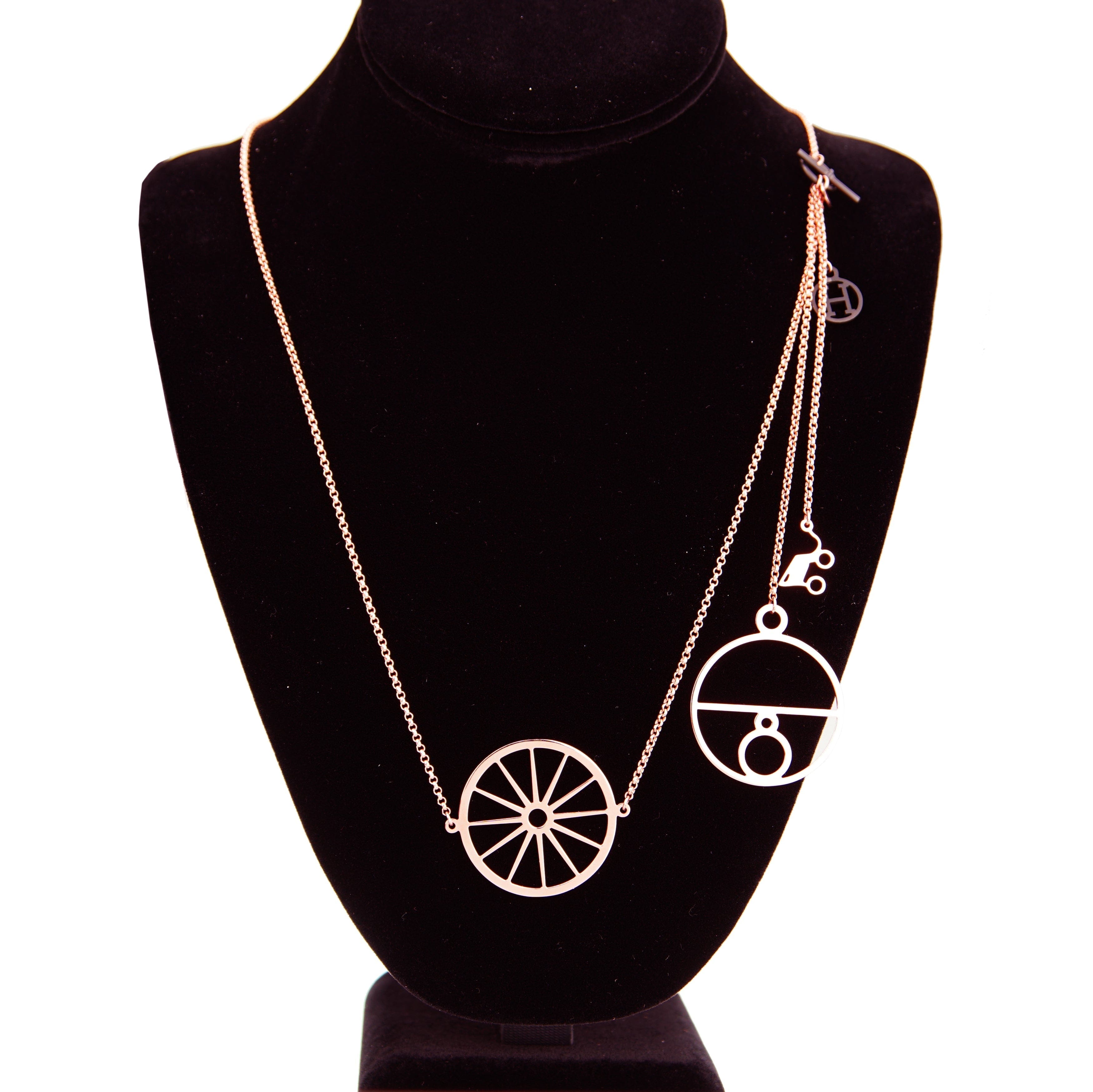 Hermes 18kt Rose Gold Long Charm Chain Necklace