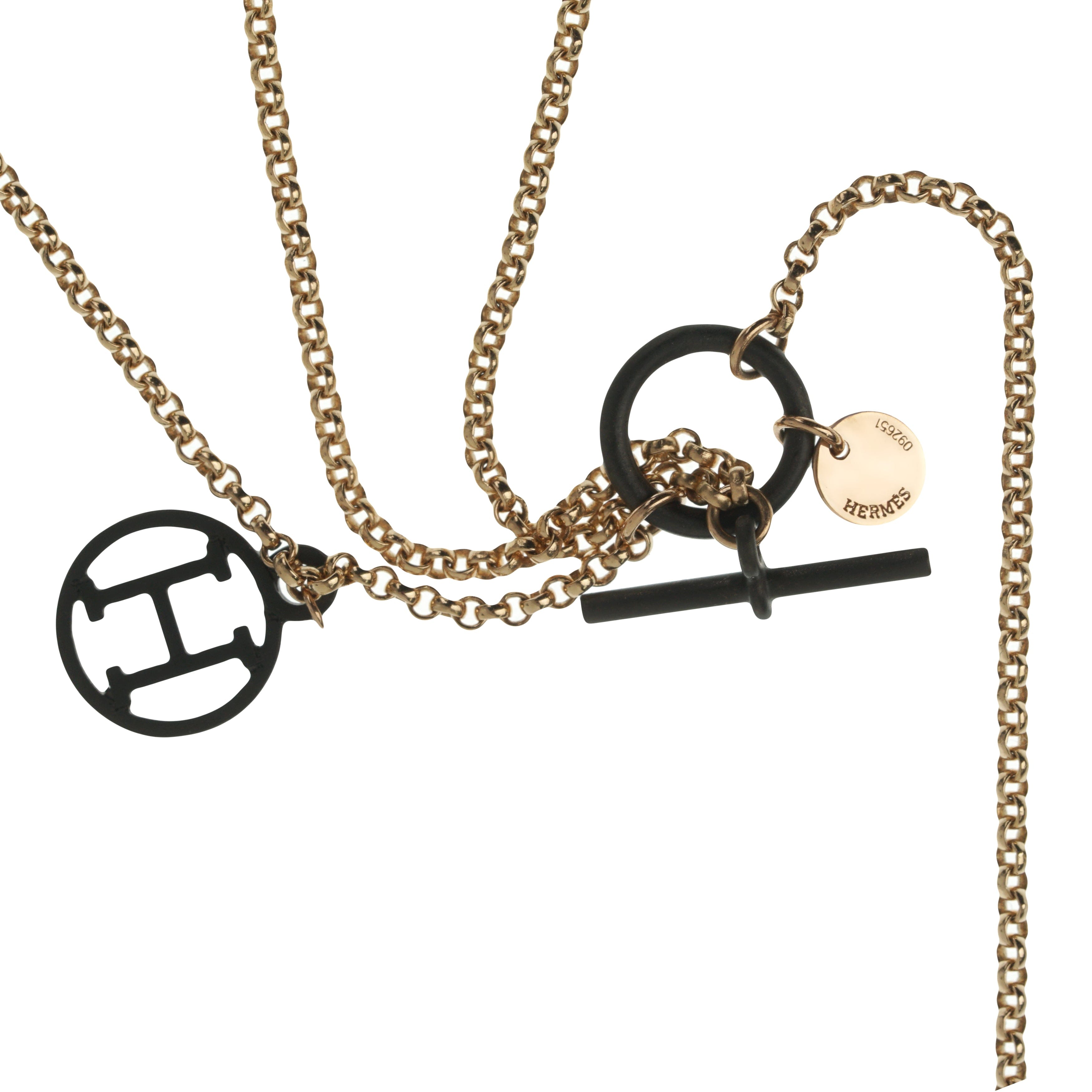 Hermes 18kt Rose Gold Long Charm Chain Necklace