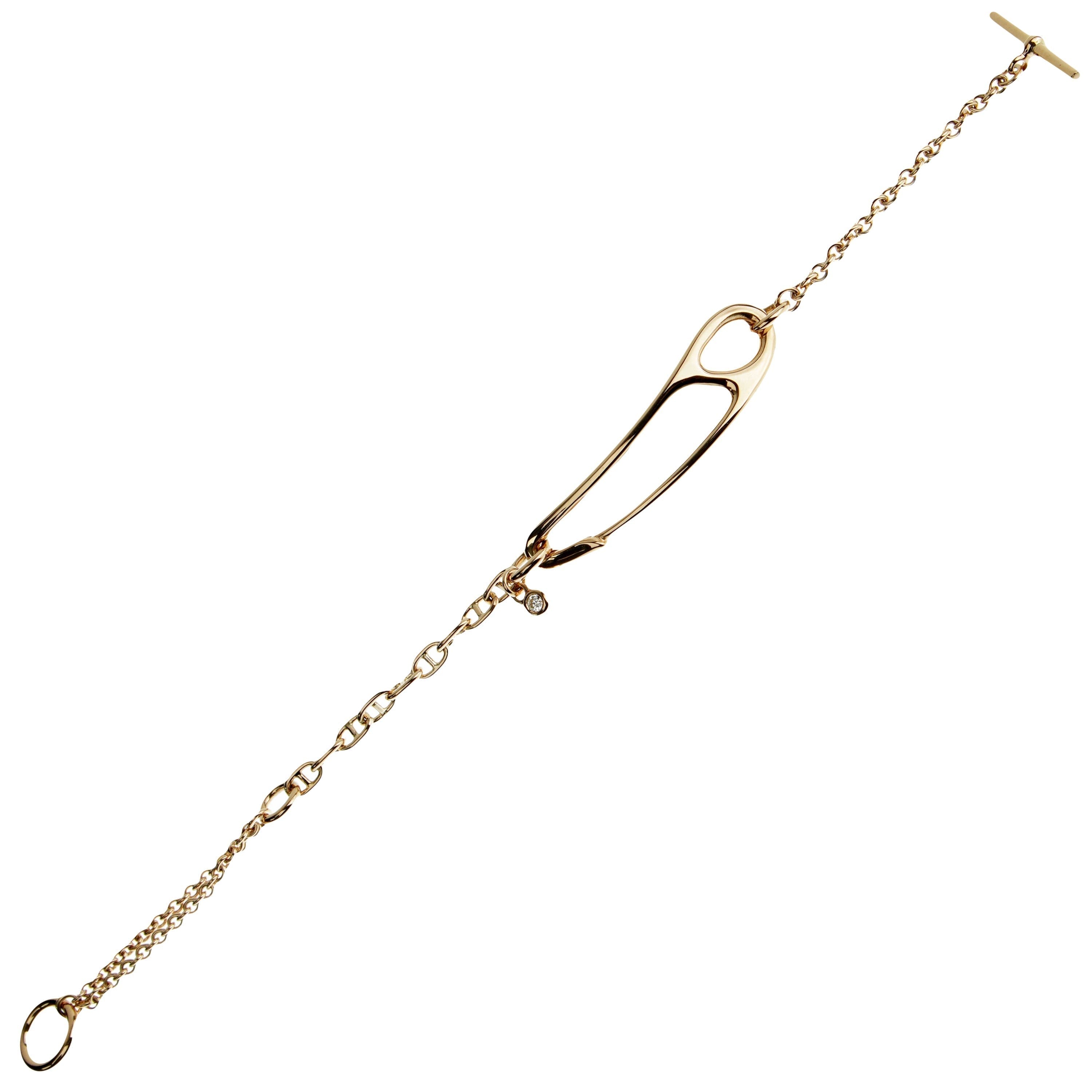 Hermes Chaine d'Ancre Punk 18k Rose Gold Diamond Bracelet