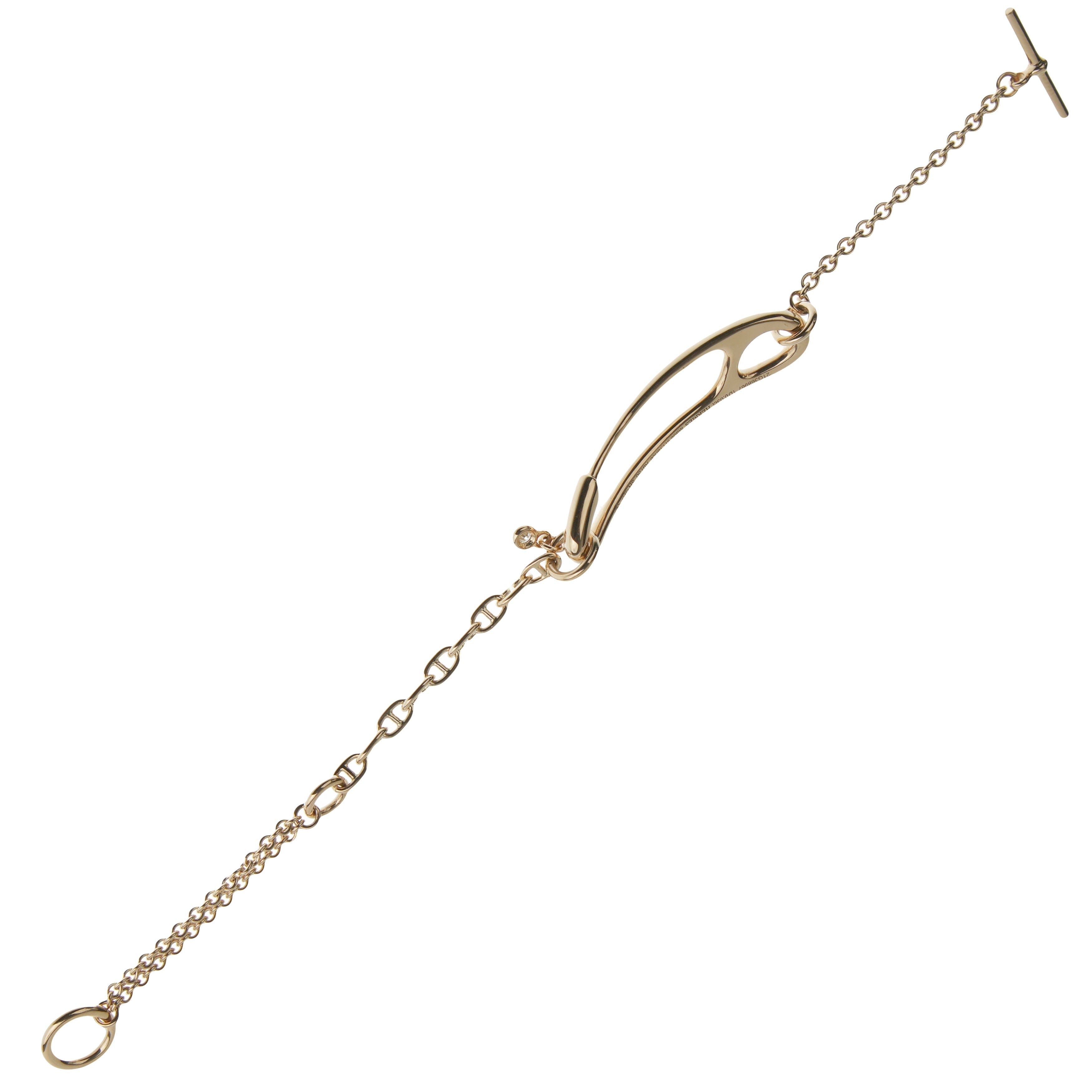 Hermes Chaine d'Ancre Punk 18k Rose Gold Diamond Bracelet