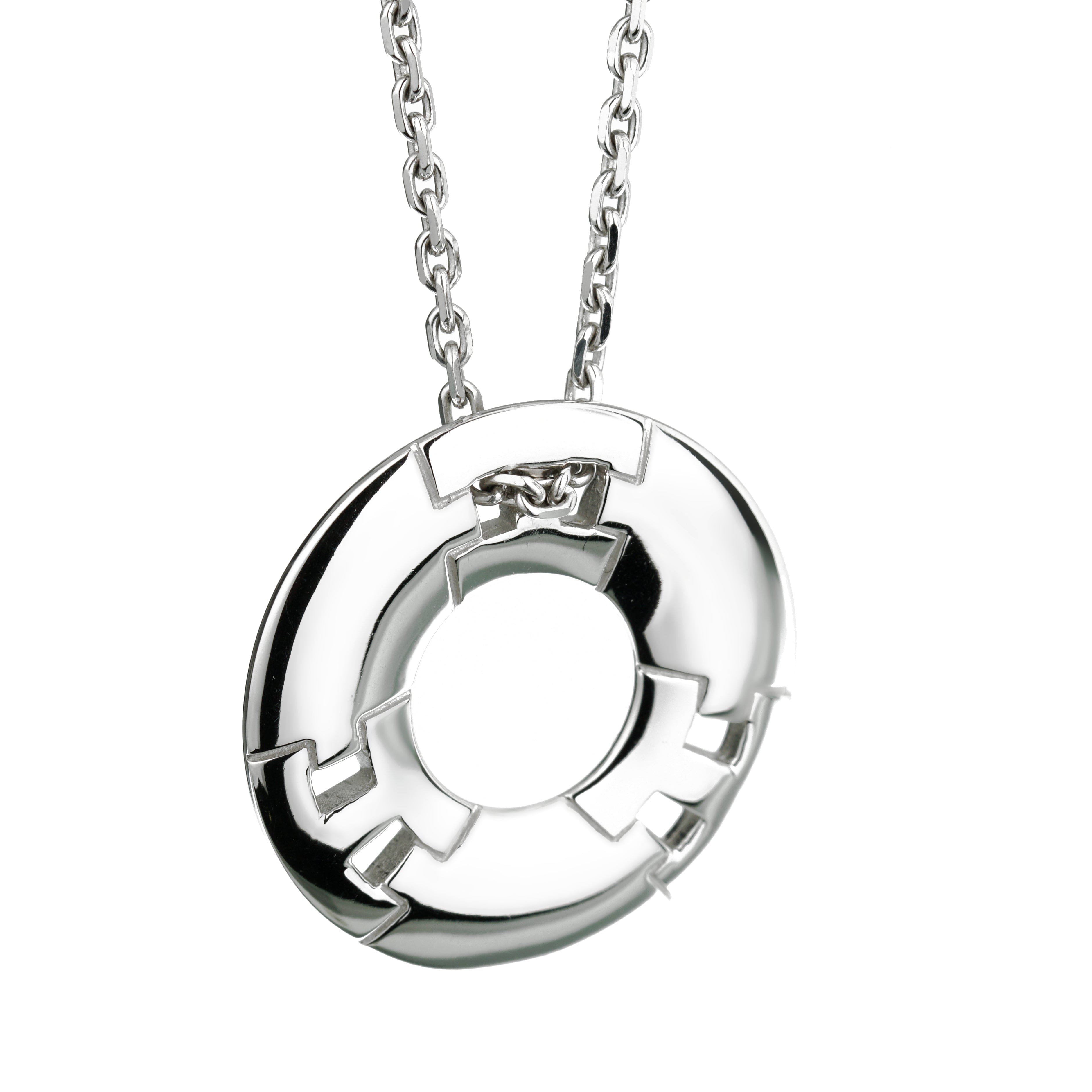 Hermes Vintage 18k White Gold Vintage Pendant Necklace