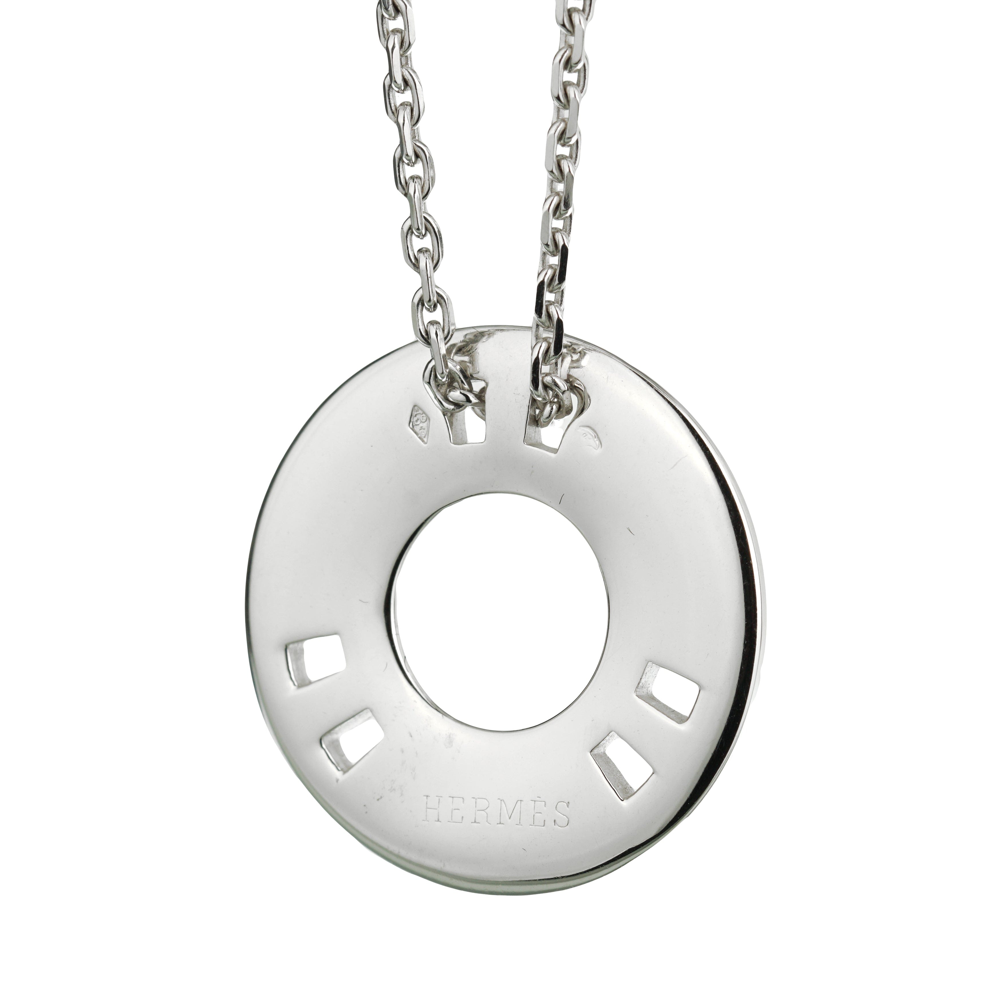 Hermes Vintage 18k White Gold Vintage Pendant Necklace