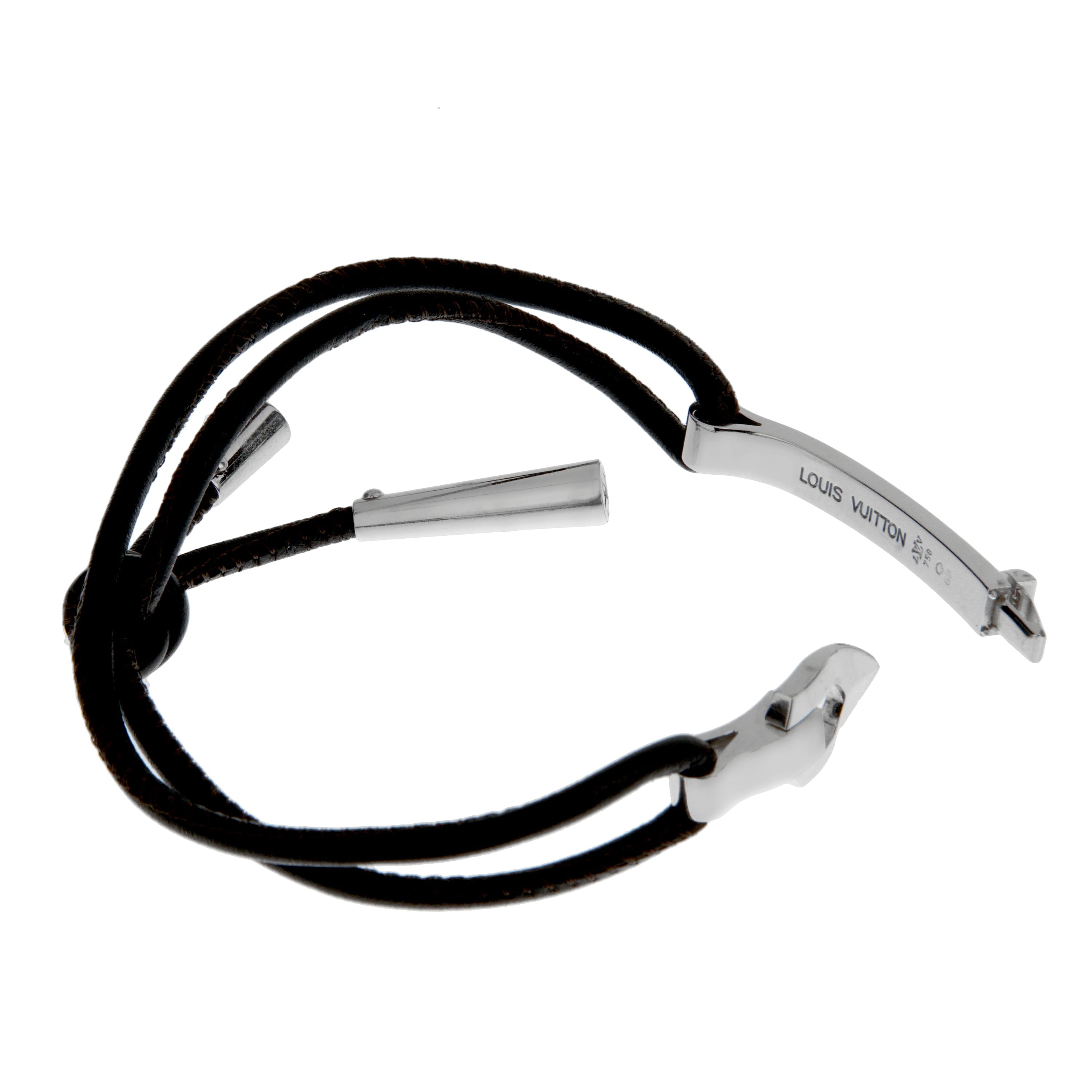 Louis Vuitton 18kt White Gold Bangle Leather Bracelet