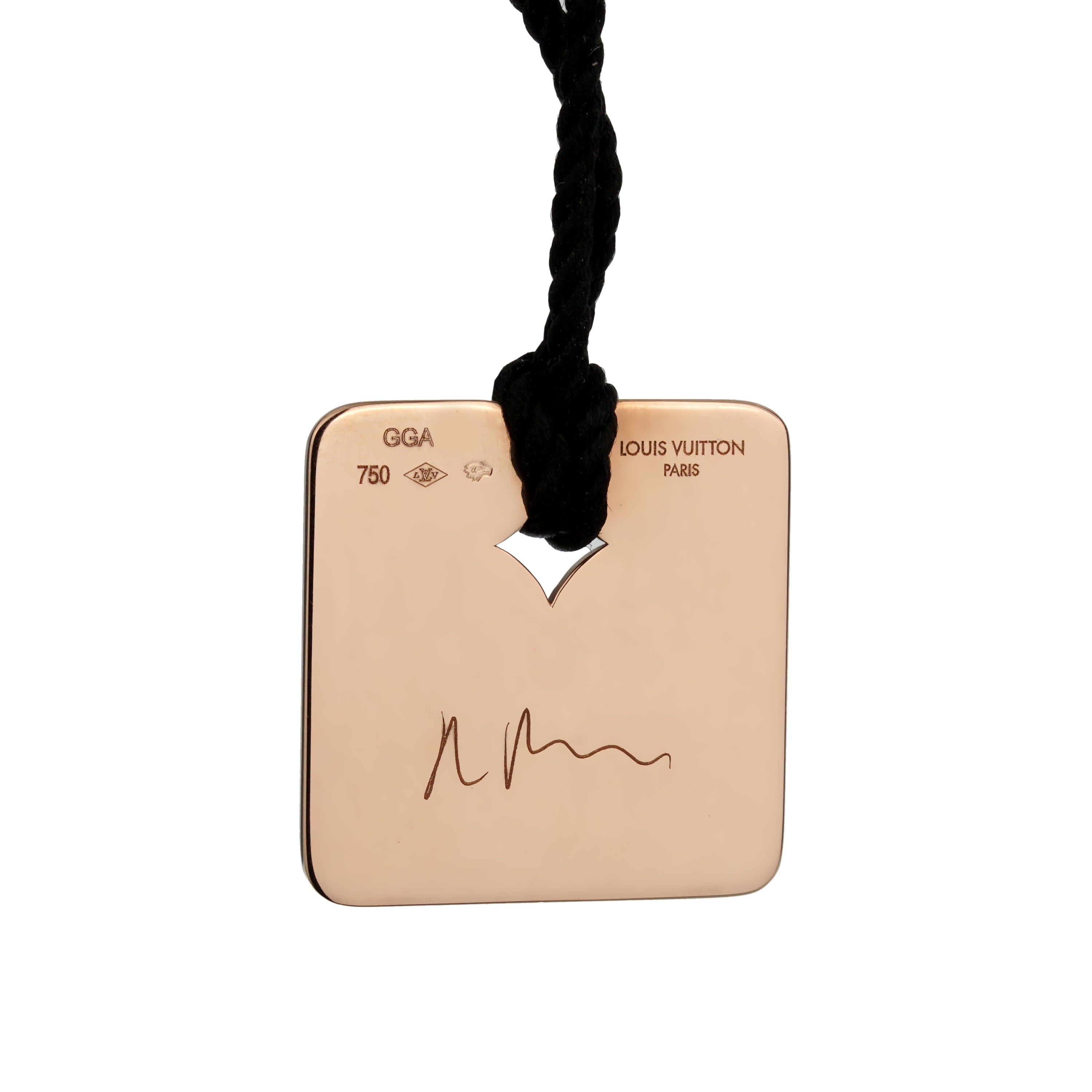 Louis Vuitton 18k Rose Gold Dog Tag Pendant Necklace