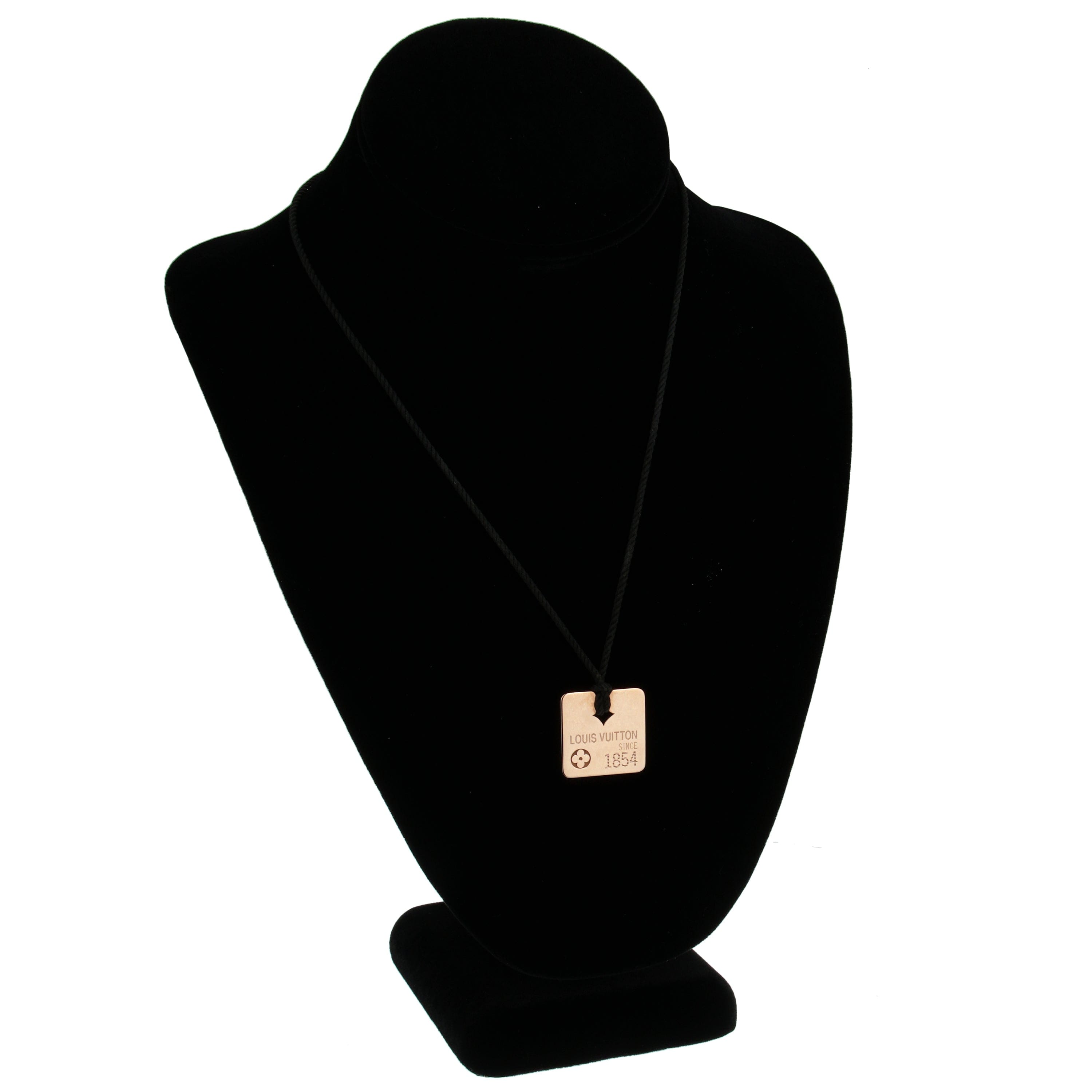 Louis Vuitton 18k Rose Gold Dog Tag Pendant Necklace
