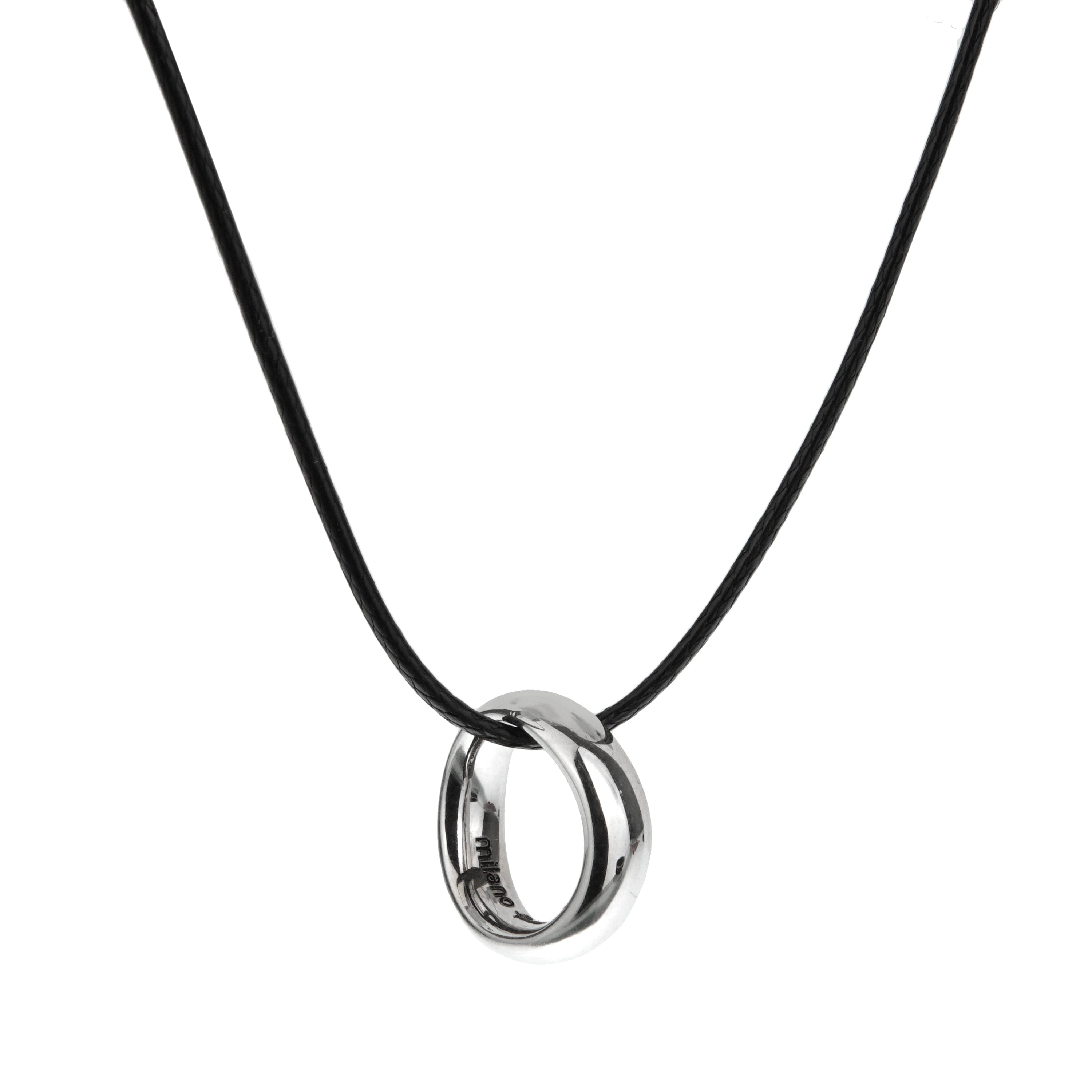 Pomellato Wave 18k White Gold Pendant Leather Necklace