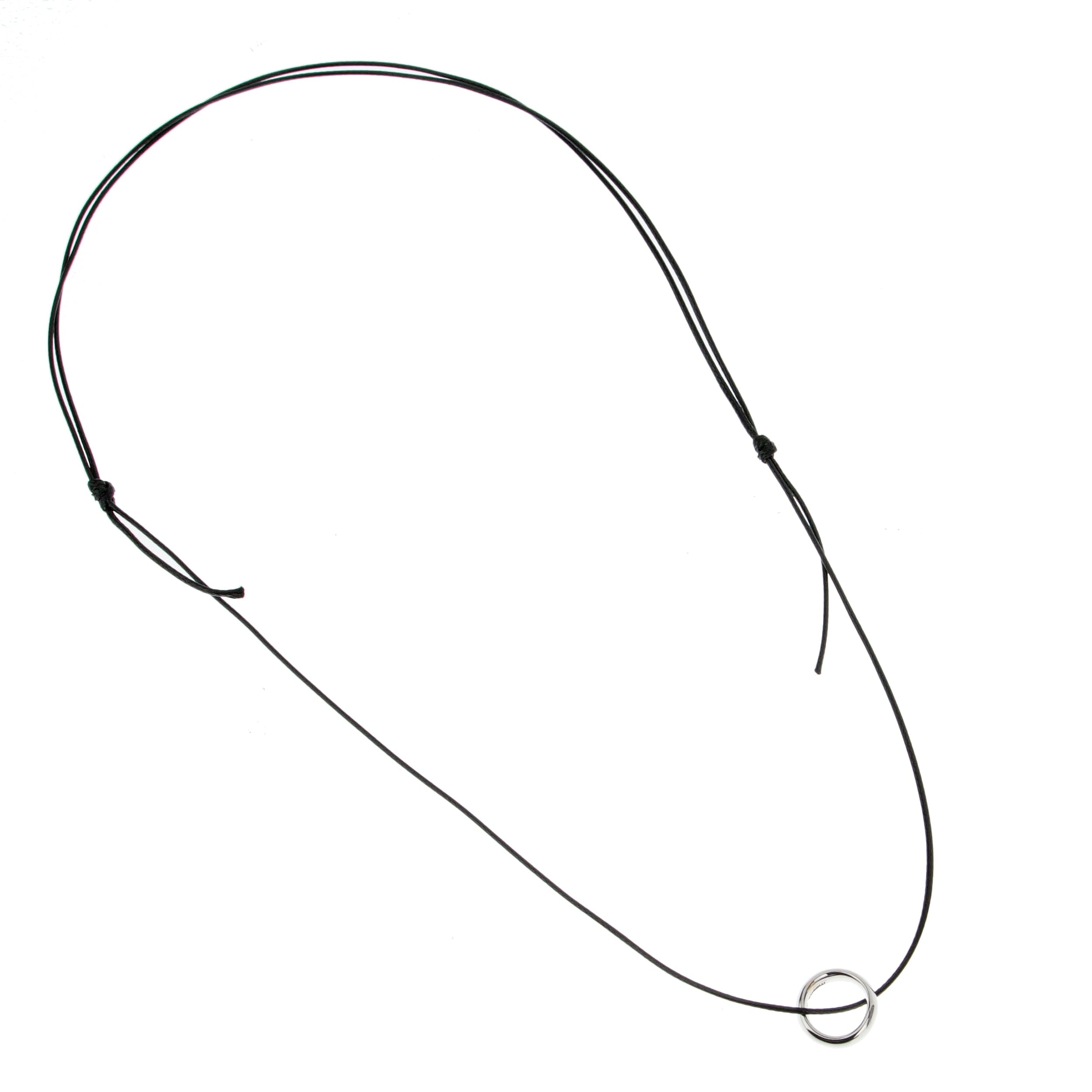 Pomellato Wave 18k White Gold Pendant Leather Necklace