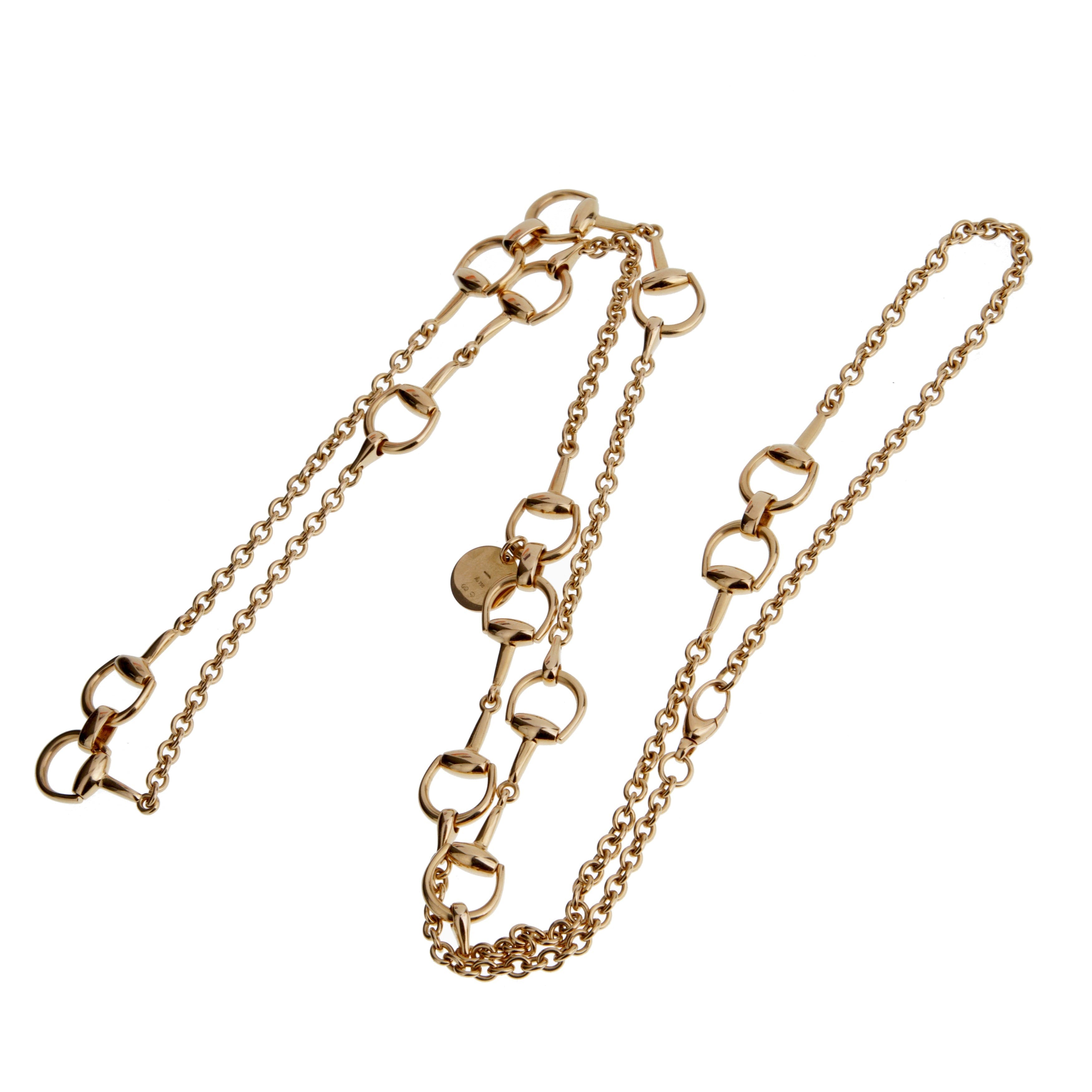 Gucci Vintage Horsebit 18k Rose Gold Sautoir Necklace