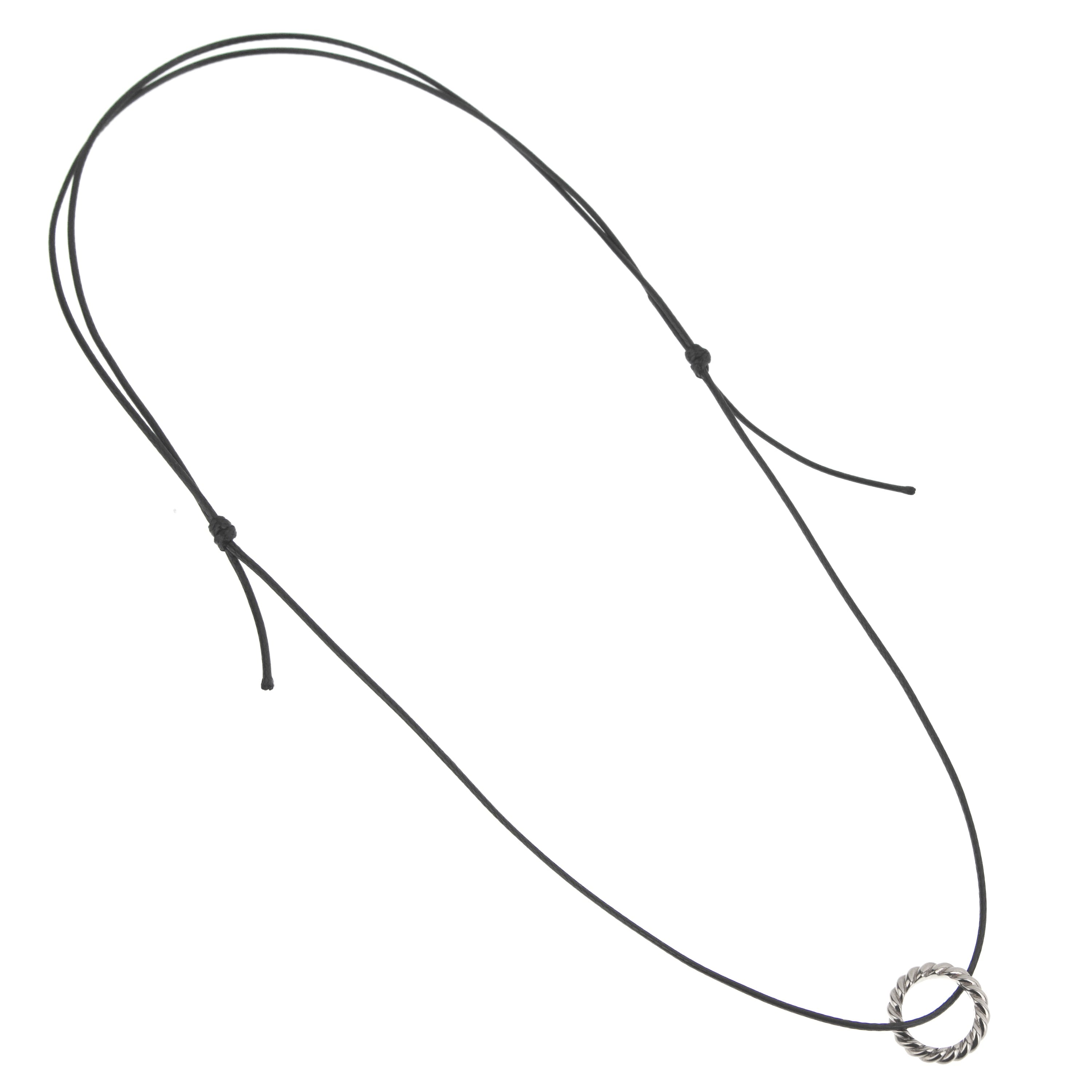 Pomellato 18k White Gold Braided Ring Charm Pendant Necklace