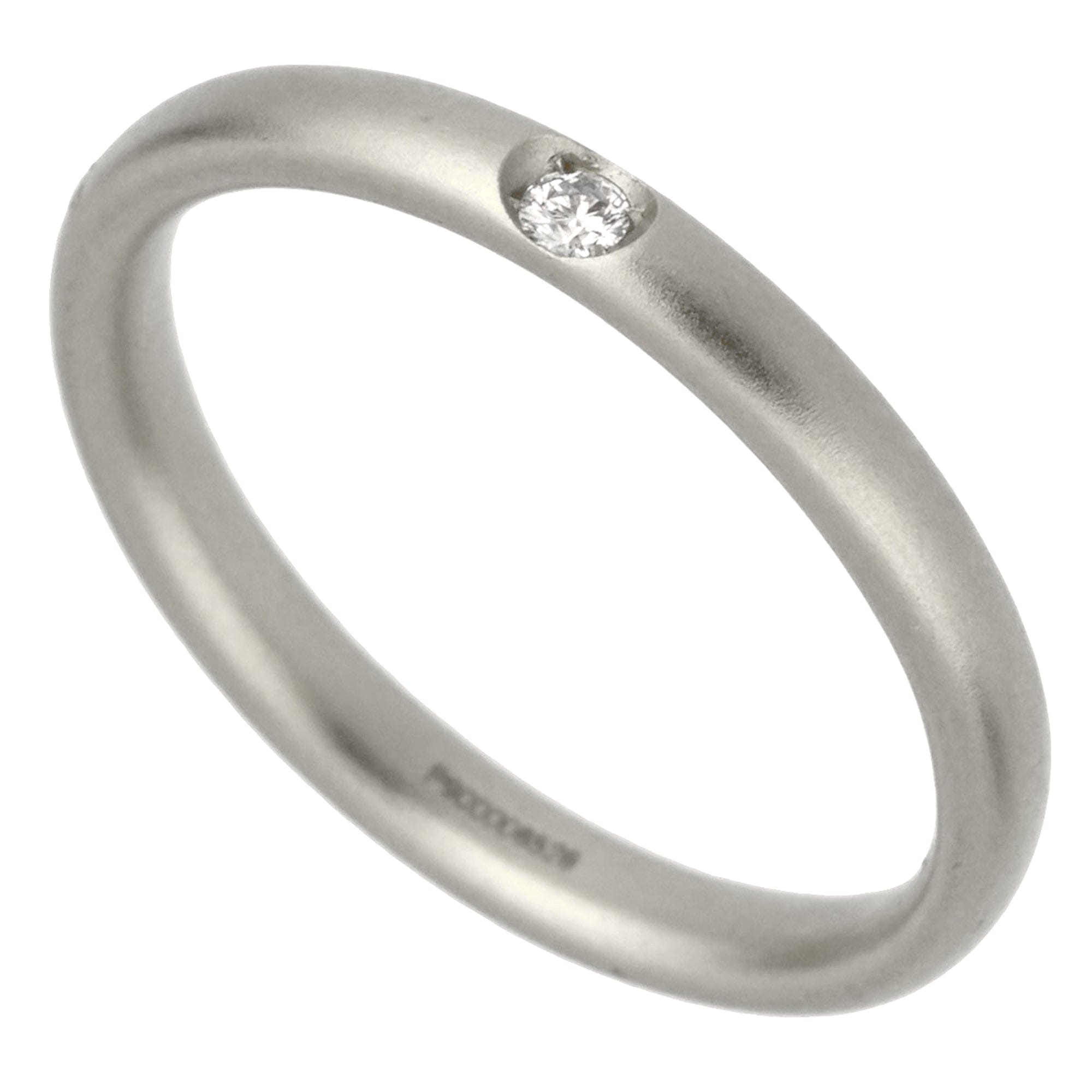 Pomellato 18k White Gold Satin Finish Diamond Band Ring Sz 5 1/2