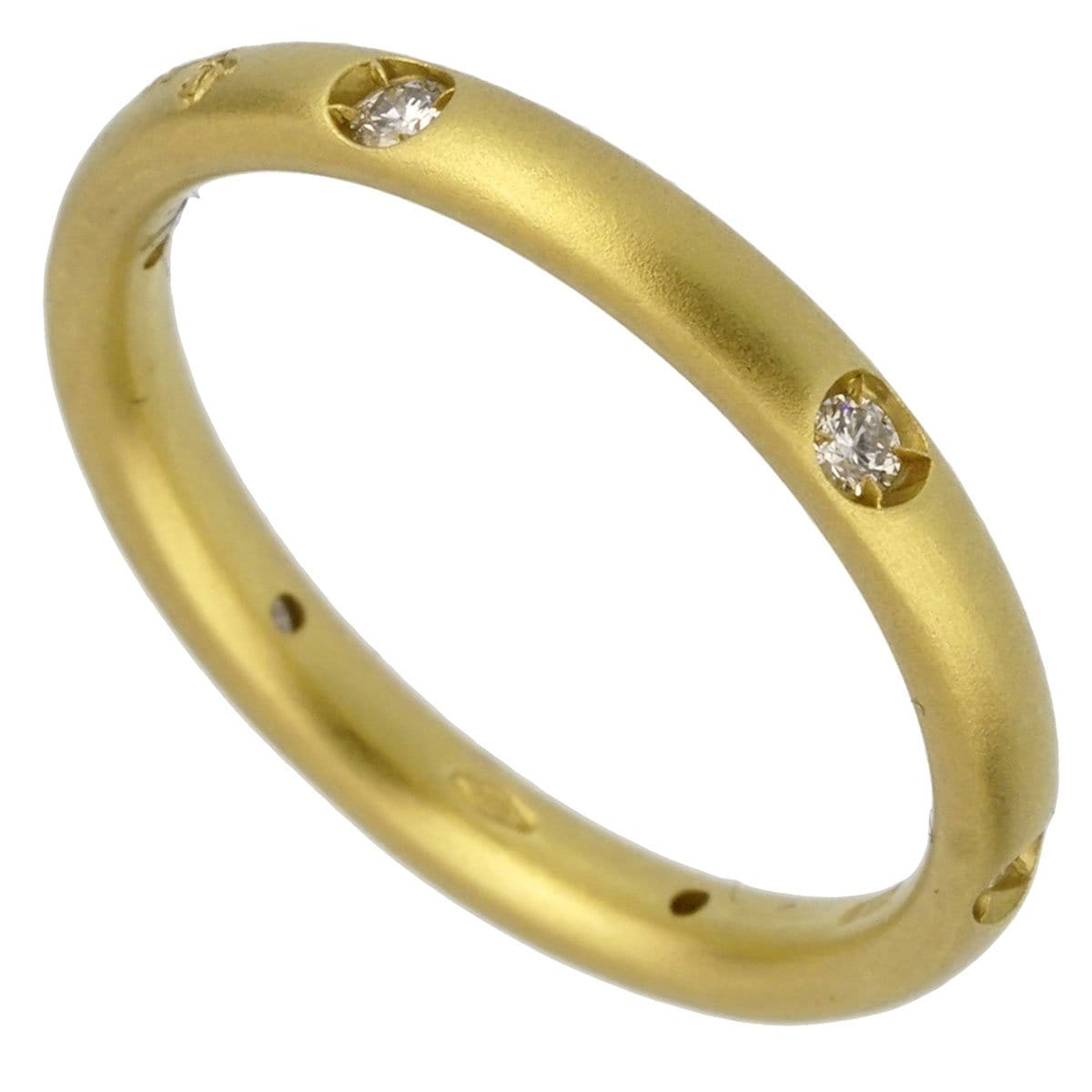 Pomellato 18k Matte Finish Diamond Yellow Gold Band Ring Sz 6 1/2