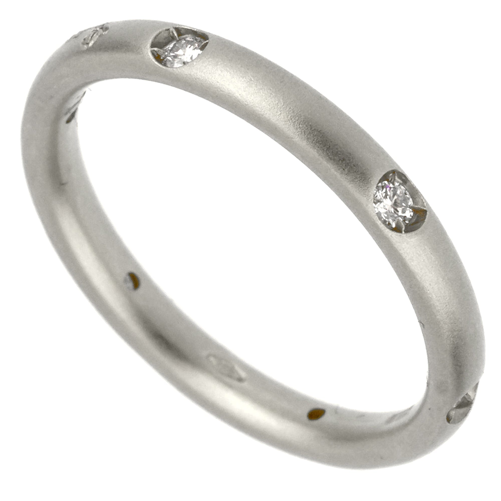 Pomellato 18k Matte Finish Diamond White Gold Band Ring Sz 5