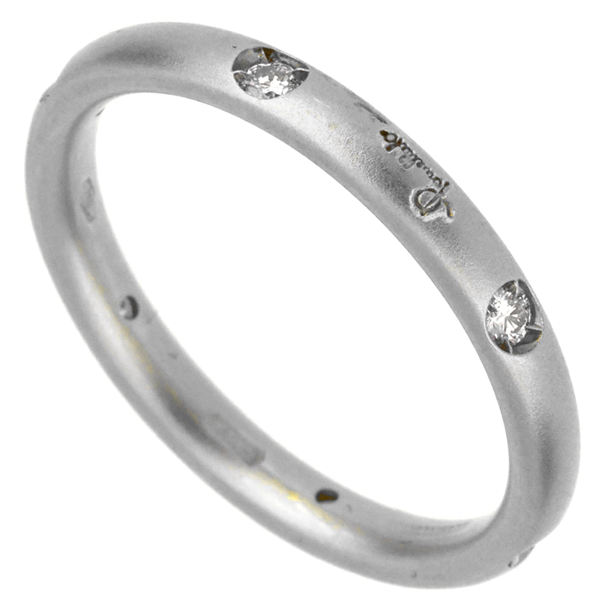 Pomellato 18k Matte Finish Diamond White Gold Band Ring Sz 5