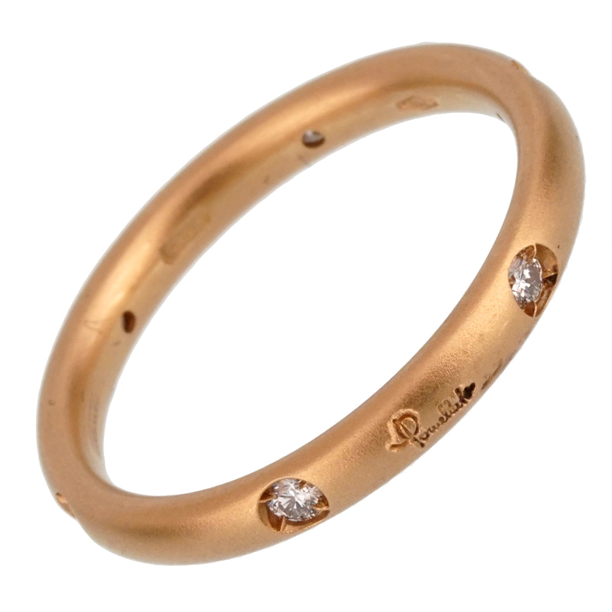 Pomellato Diamond 18k Rose Gold Satin Finished Gold Band Ring Sz 5 1/4