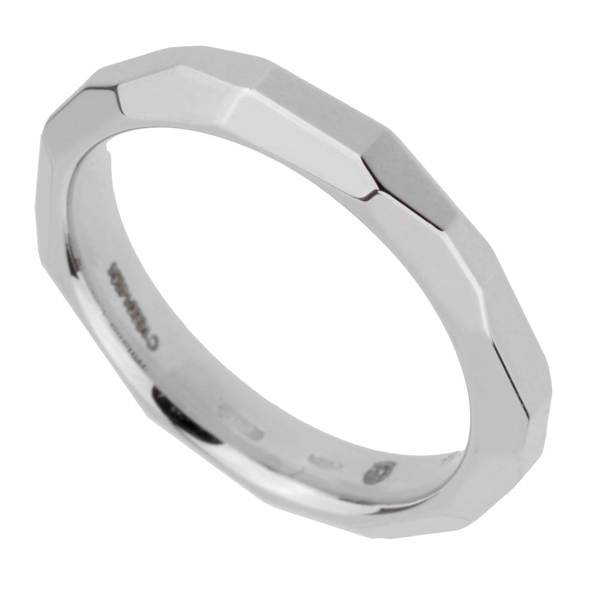 Pomellato 18k White Gold Diamond Cut Band Ring Size 6 3/4