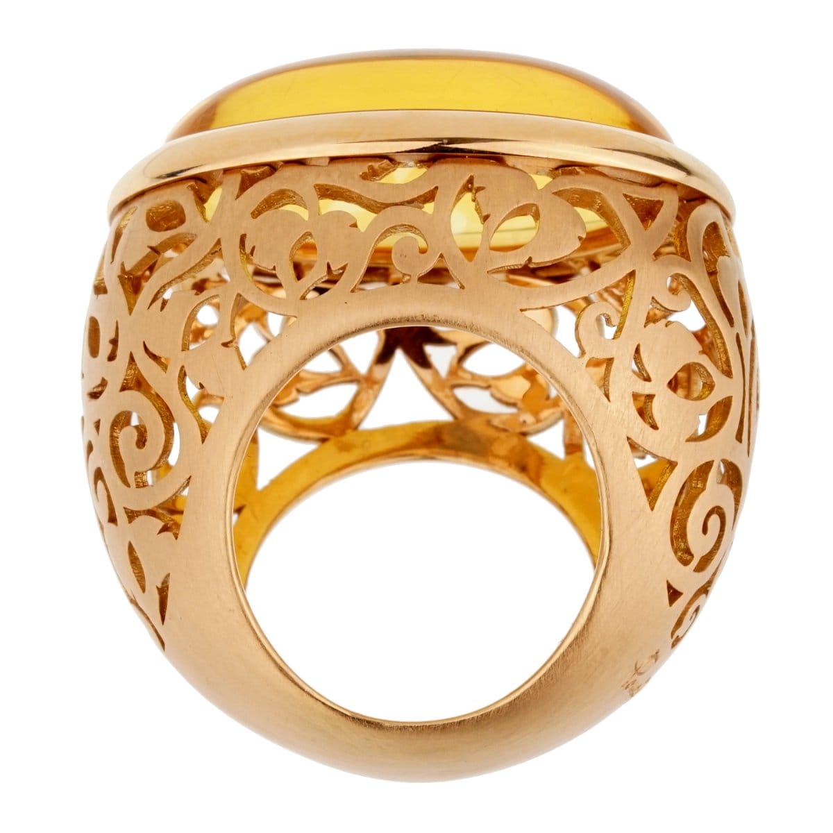 Pomellato Arabesque Amber 18k Rose Gold Cocktail Ring Sz 6 1/4