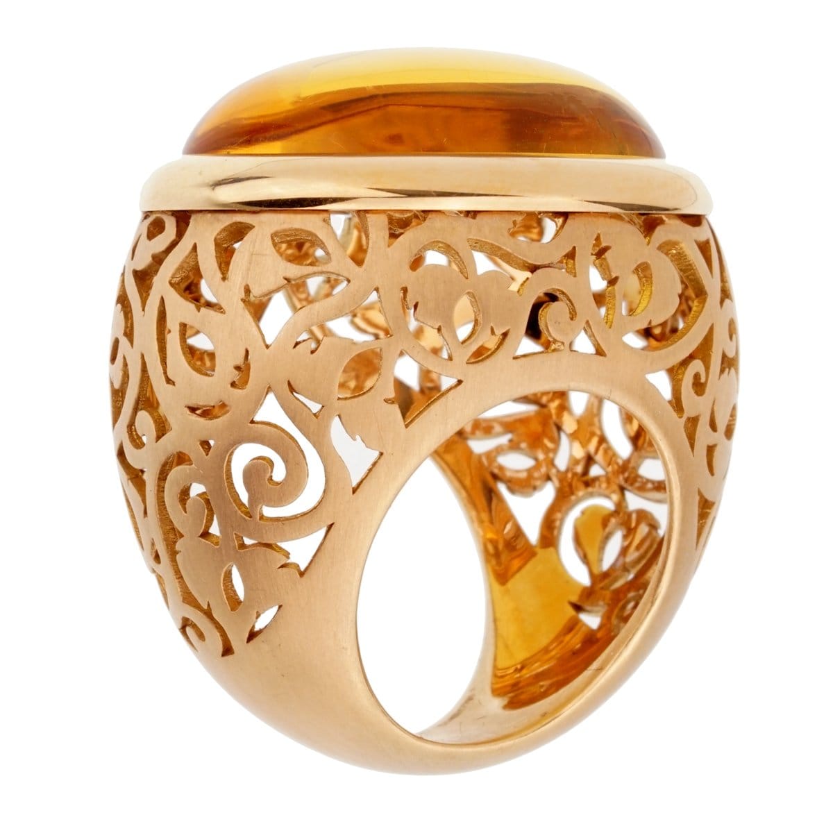 Pomellato Arabesque Amber 18k Rose Gold Cocktail Ring Sz 6 1/4