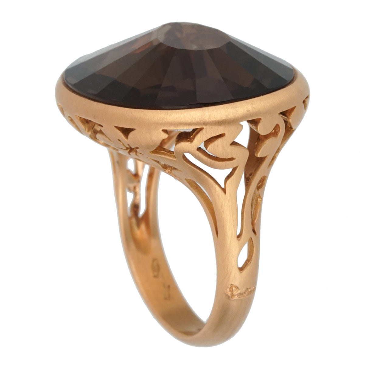 Pomellato Arabesque Smoky Quartz Cocktail 18k Rose Gold Ring Sz 6 1/2