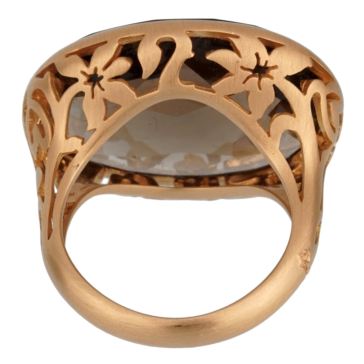 Pomellato Arabesque Smoky Quartz Cocktail 18k Rose Gold Ring Sz 6 1/2