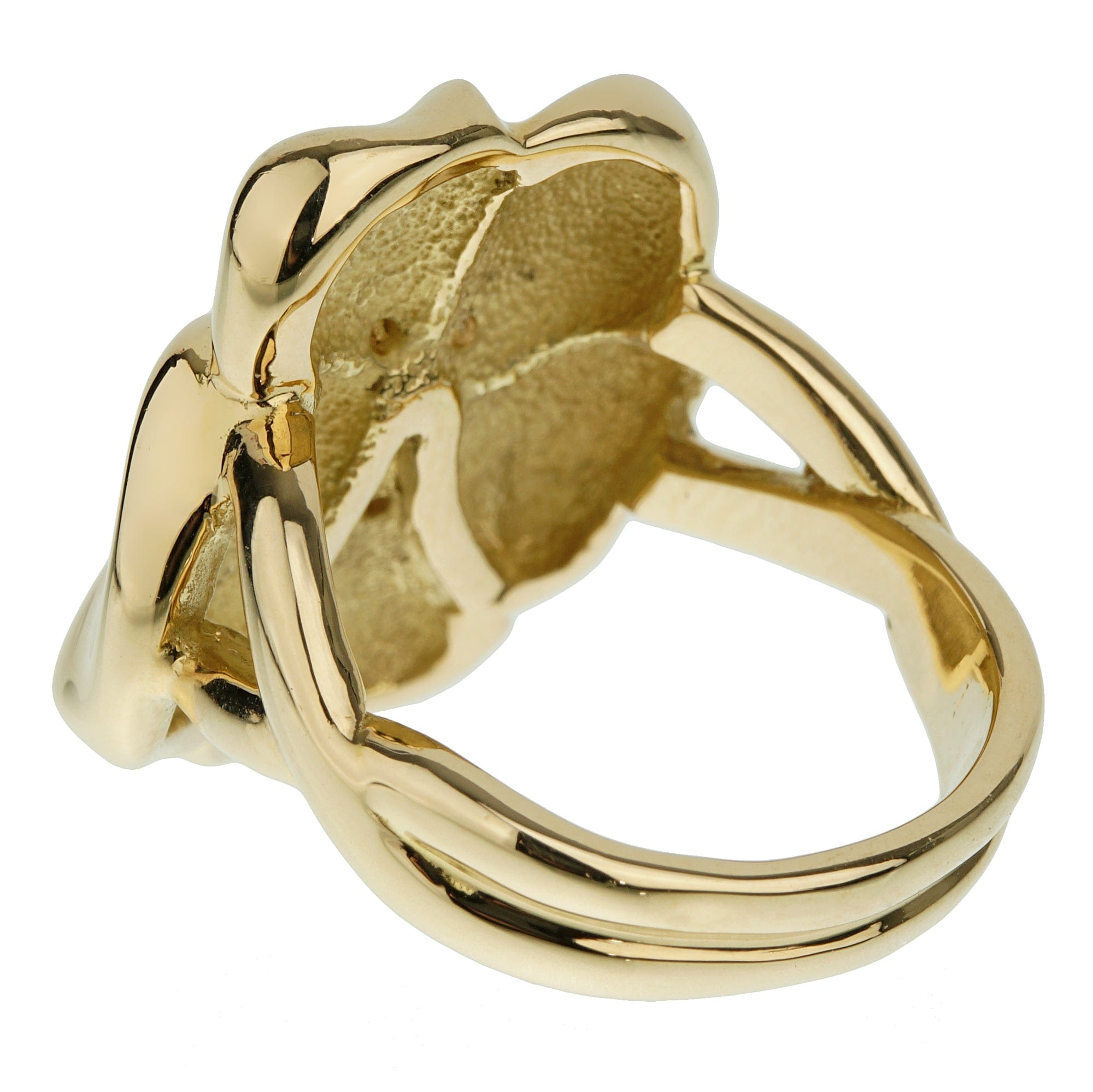 Hermes Vintage Flower Diamond 18k Yellow Gold Ring Sz 5 3/4