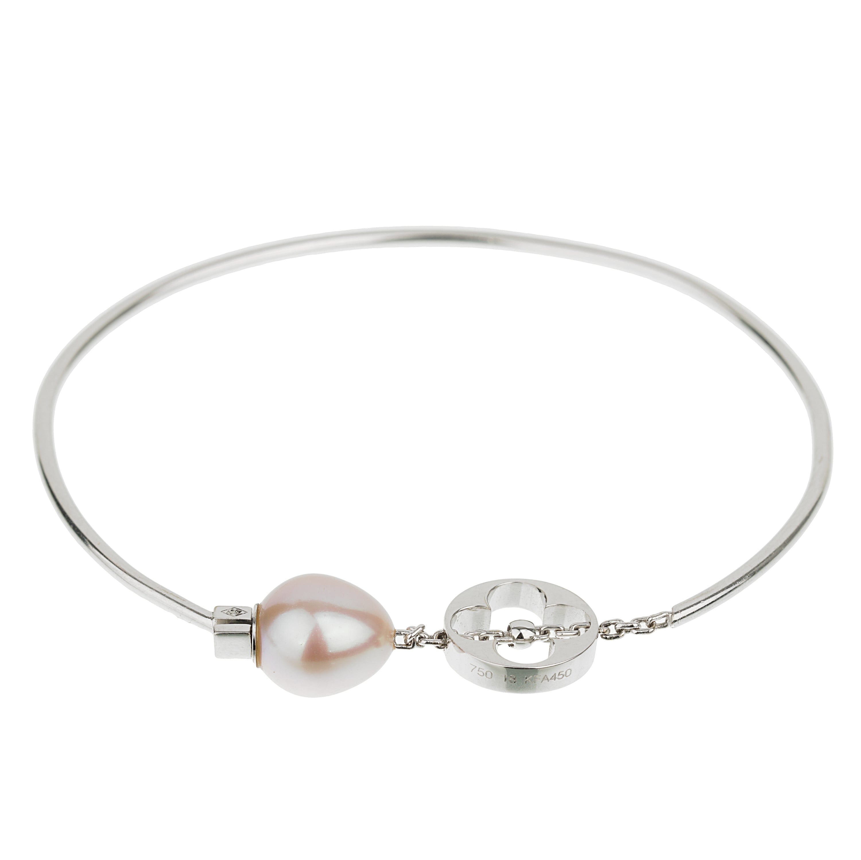 Louis Vuitton Monogram Pearl 18k White Gold Bangle Bracelet