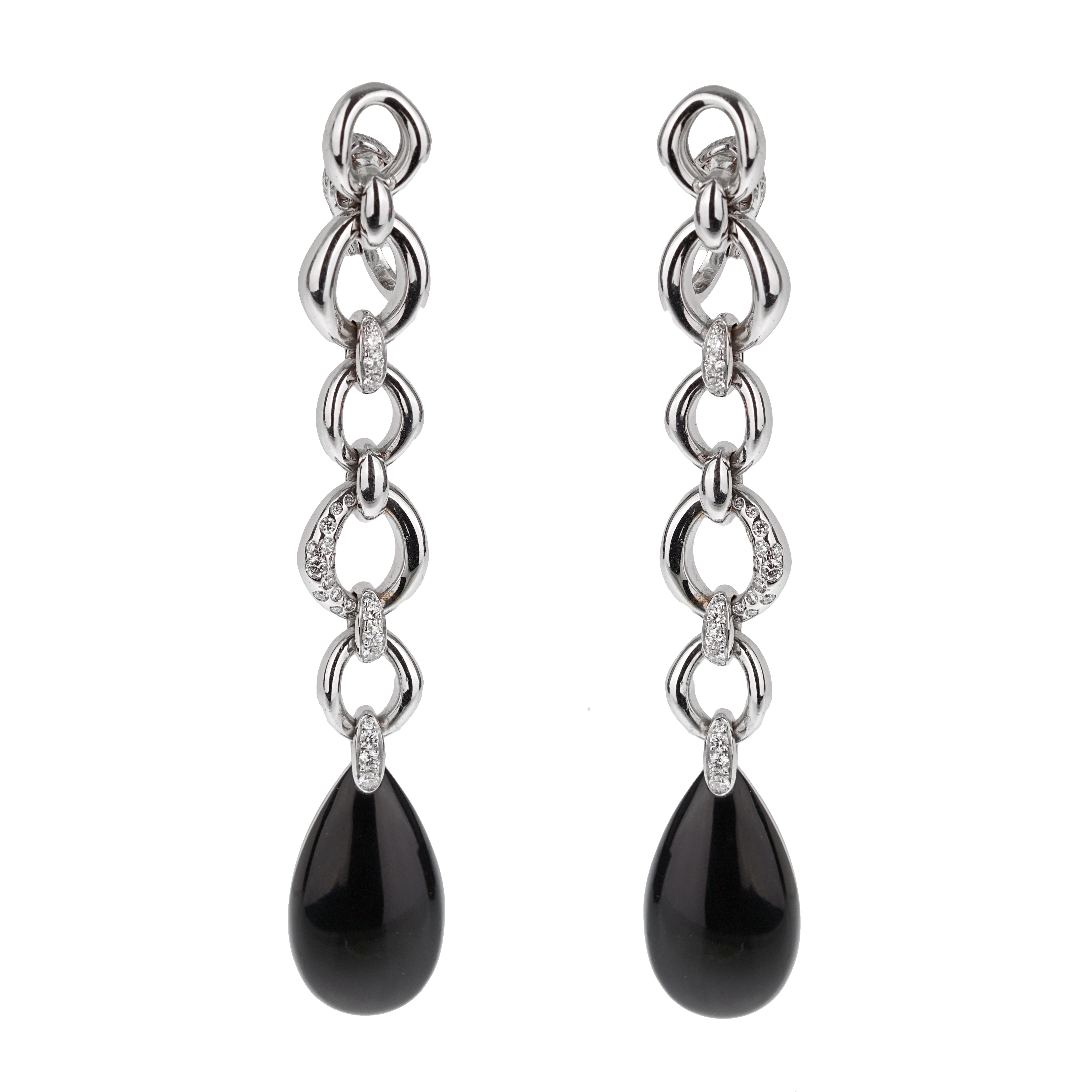 Fawaz Gruosi de Grisogono Diamond 18k White Gold Ceramic Drop Earrings