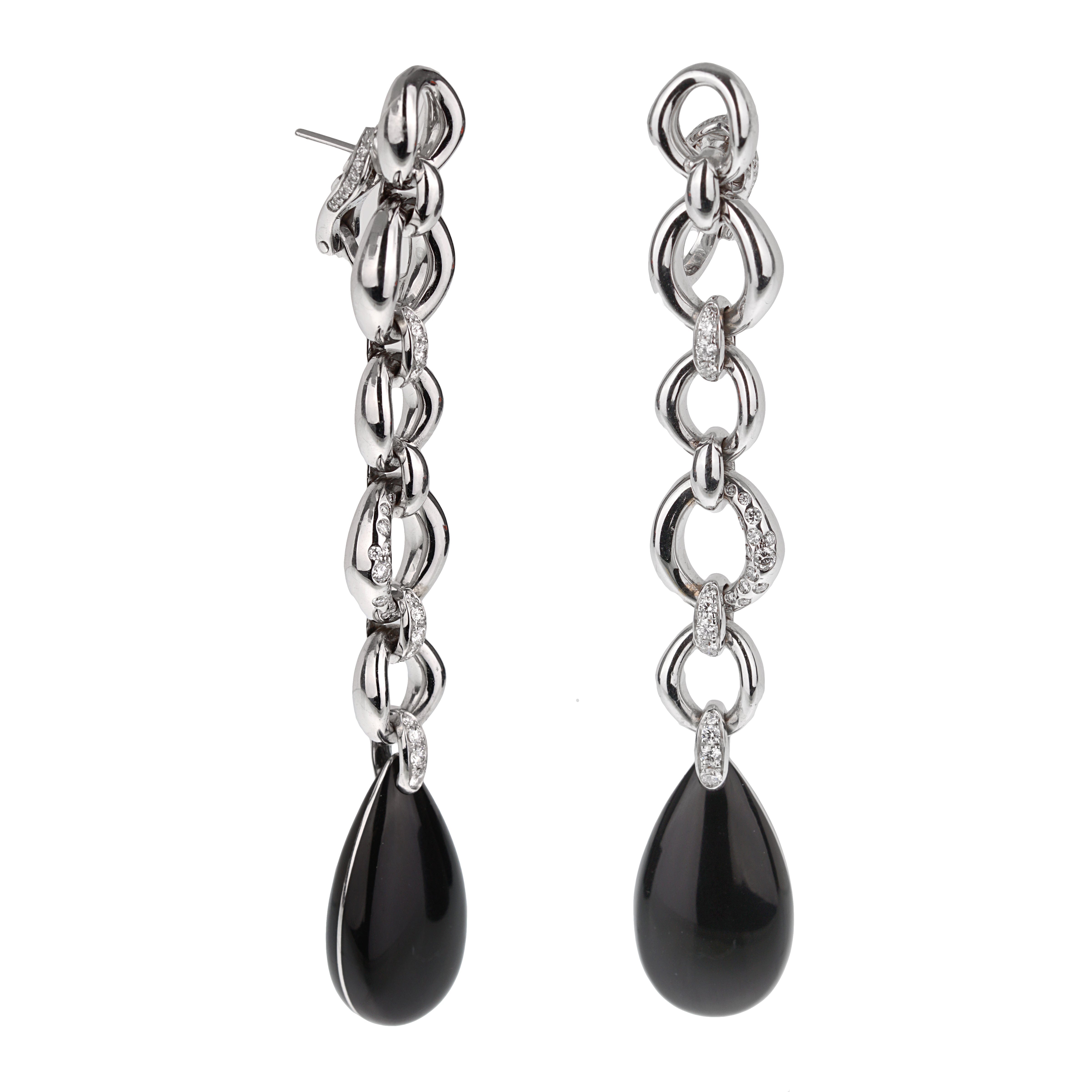 Fawaz Gruosi de Grisogono Diamond 18k White Gold Ceramic Drop Earrings