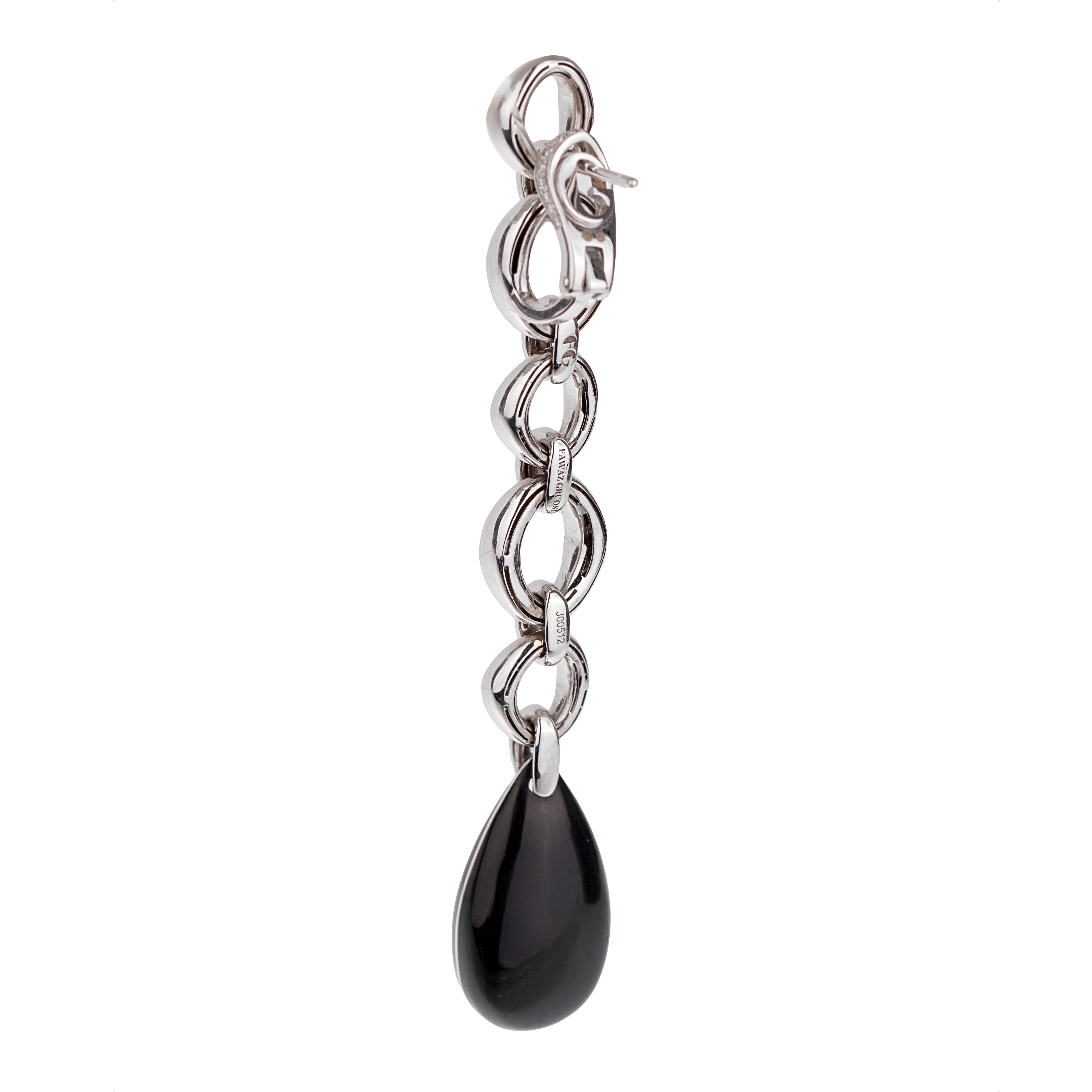 Fawaz Gruosi de Grisogono Diamond 18k White Gold Ceramic Drop Earrings