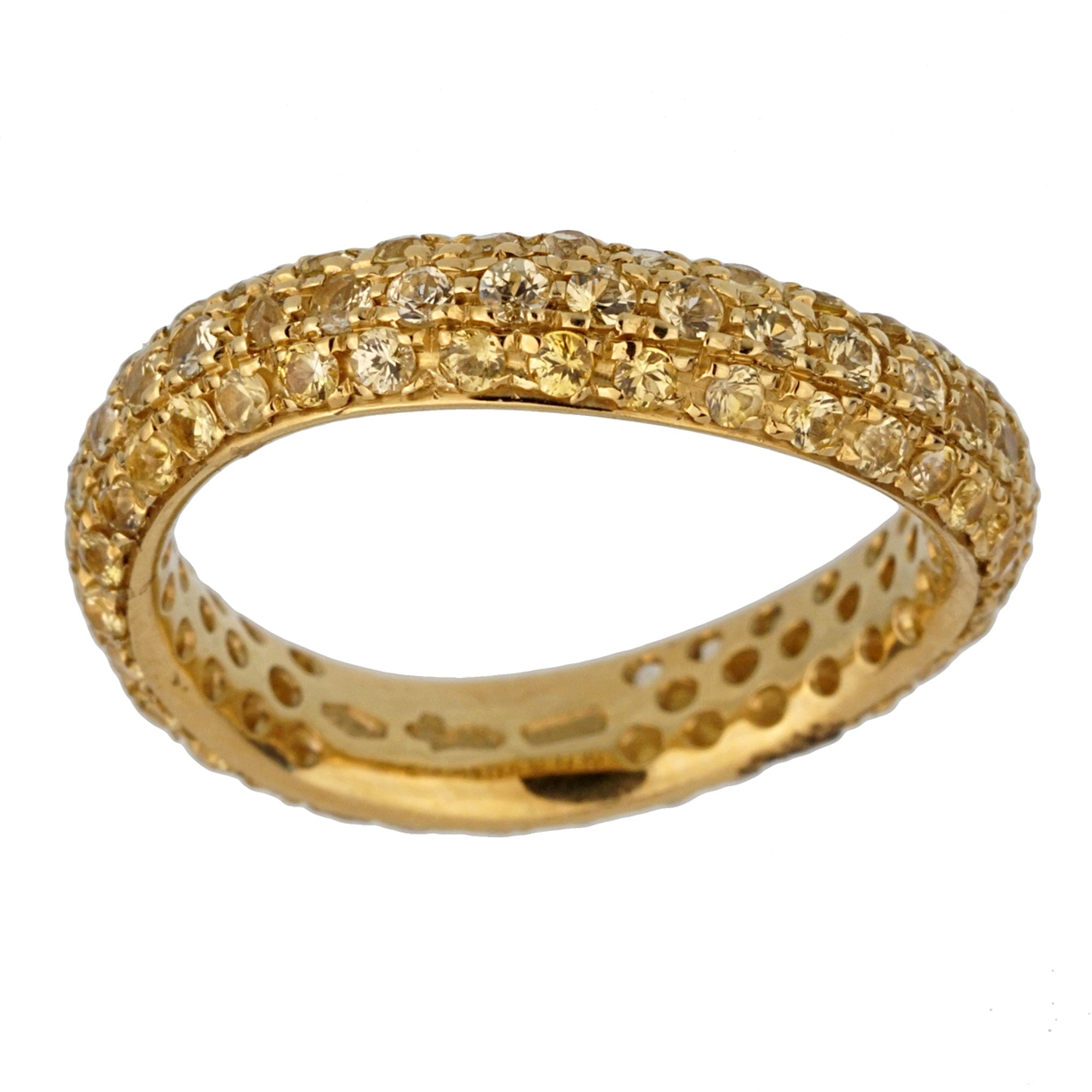 Pomellato Yellow Sapphire 18k Yellow Gold Wave Band Ring Sz 6 1/2