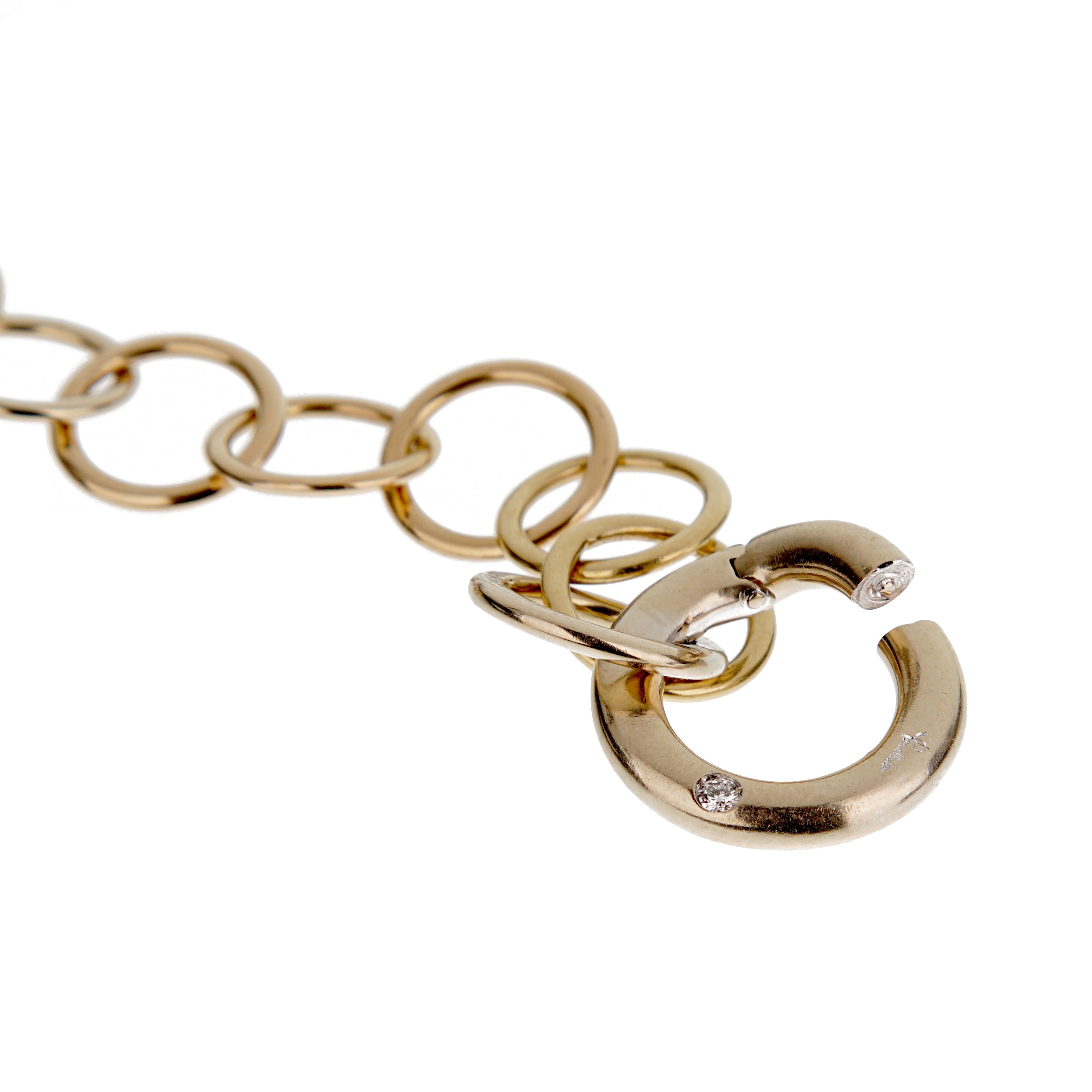 Pomellato 18k White & Yellow Gold Chain Link Vintage Diamond Bracelet